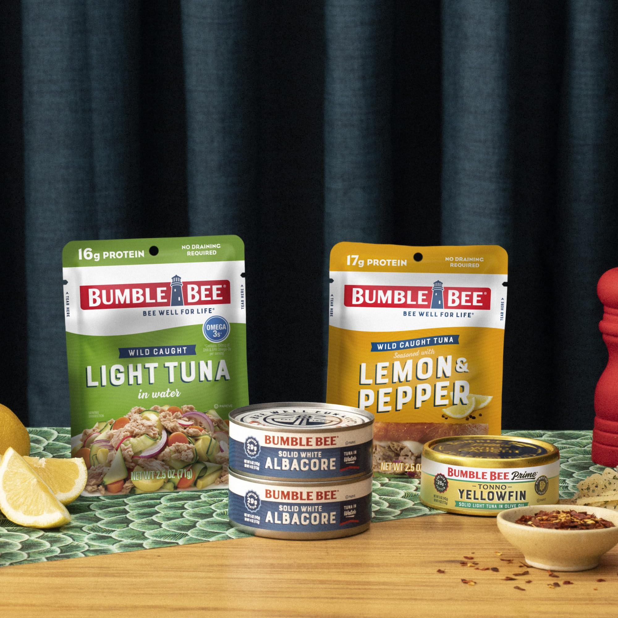 Bumble Bee Chunk Light Tuna in Water, 2.5 oz Pouch - Wild Caught Skipjack Tuna, Ready to Eat, High Protein (16g per Serving) - MSC Certified Sustainable Seafood, Non-GMO, Gluten Free, Kosher - Perfect for Lunches, Camping & Emergency Food Supplies