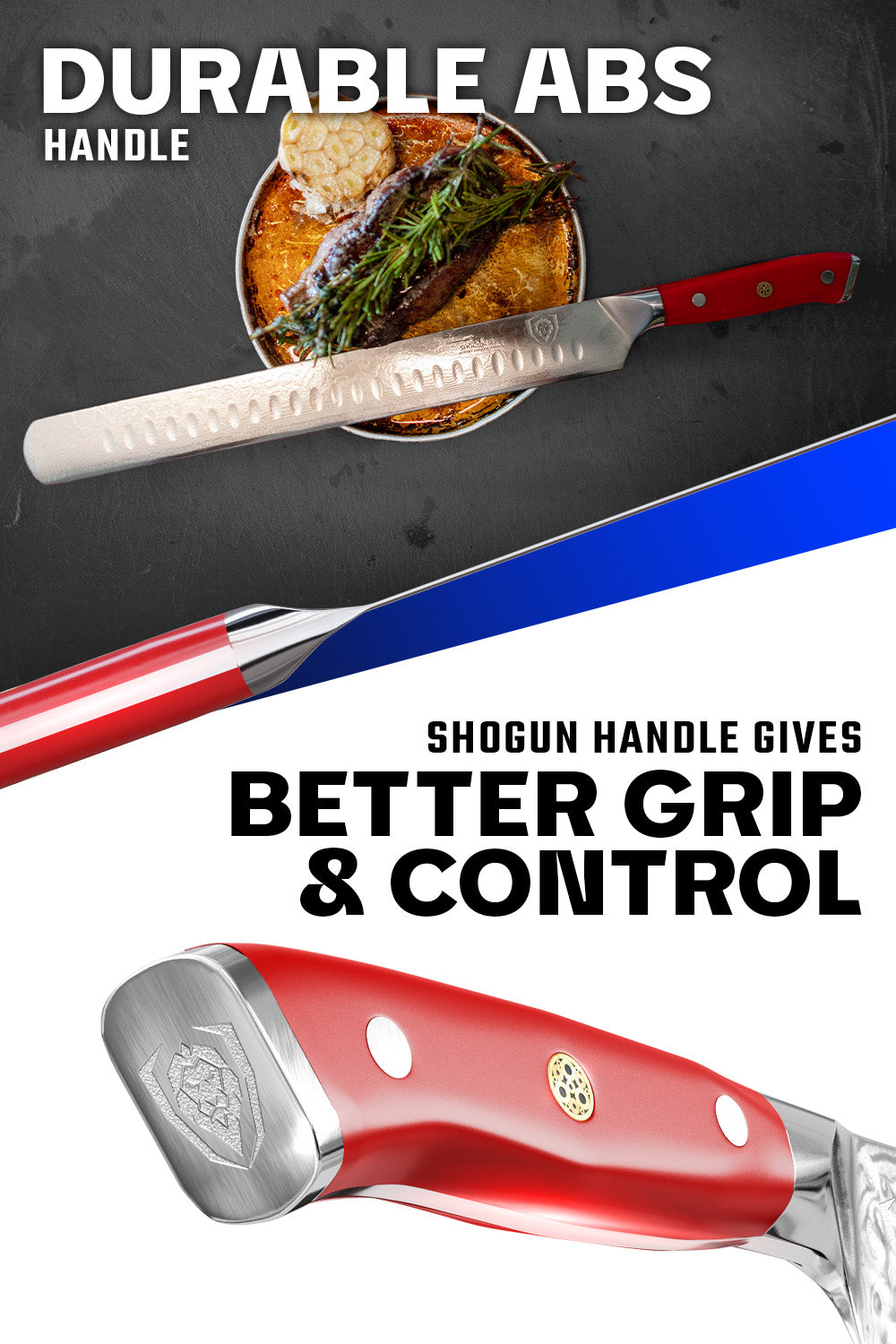 Dalstrong Shogun Series 12-inch Slicing Carving Knife with Crimson Red ABS Handle - Professional Kitchen Knife for Meat, Roasts & BBQ | Sharp Chef Knife for Home & Restaurant Use