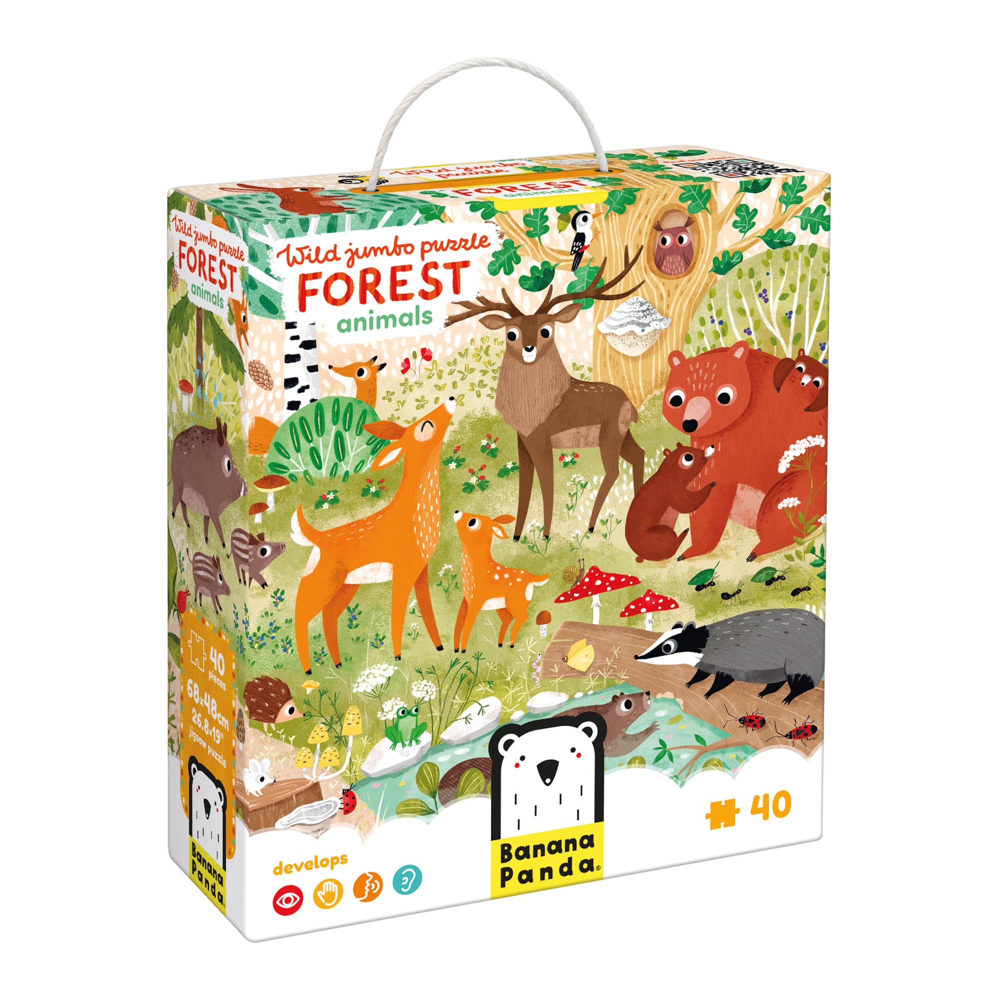 Banana Panda Forest Animals Jumbo Puzzle - 40 Piece Large Floor Puzzle for Kids, Educational Woodland Animal Toys for Toddlers Ages 3-5 - Perfect for Classroom, Playroom & Birthday Gifts