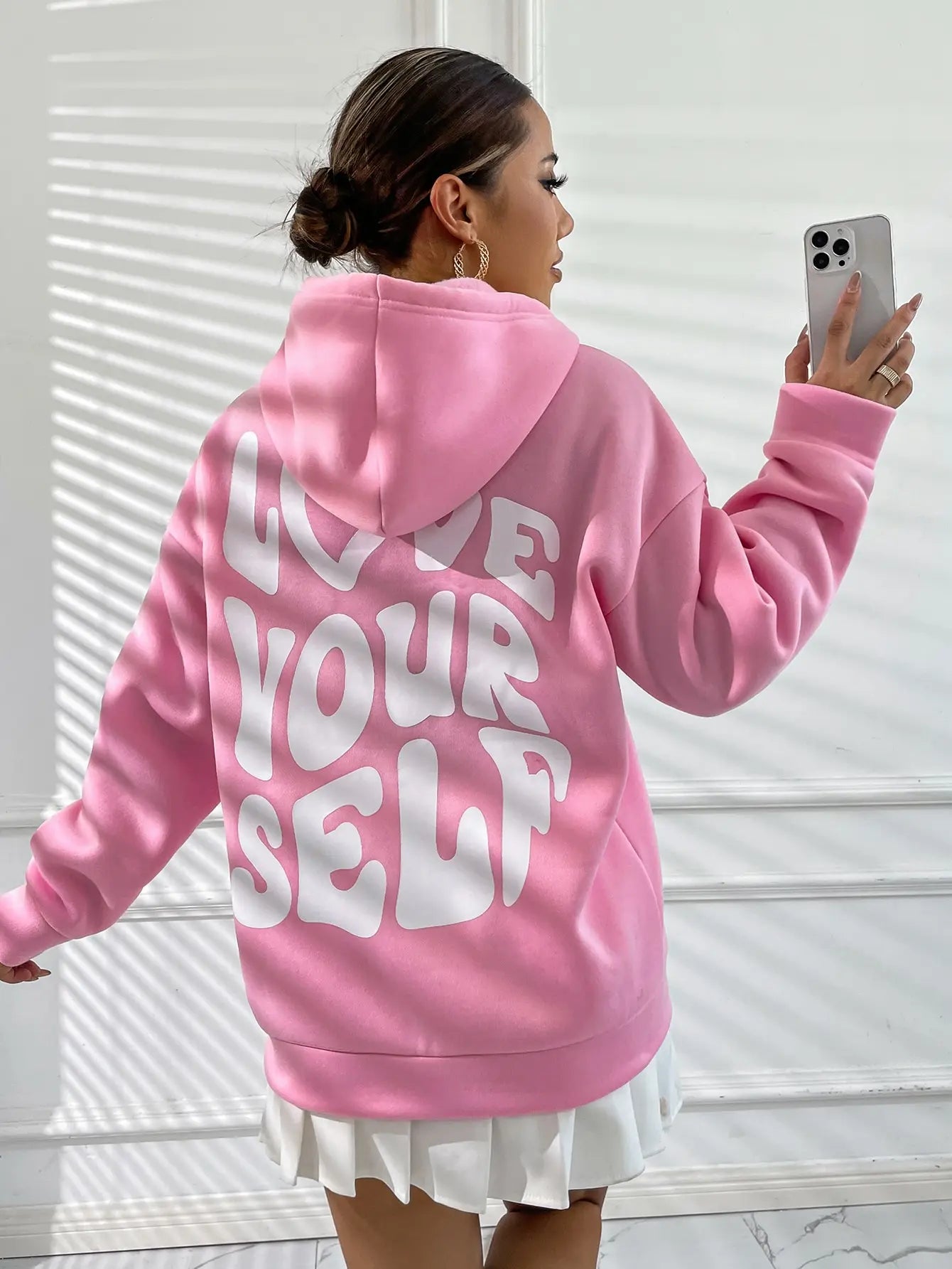 Love Yourself Cotton Printed Hoodie - Creative Oversized Women's Sweatshirt for Streetwear & Harajuku Fashion | Perfect for Casual Outfits, Outdoor Activities and Trendy Street Style