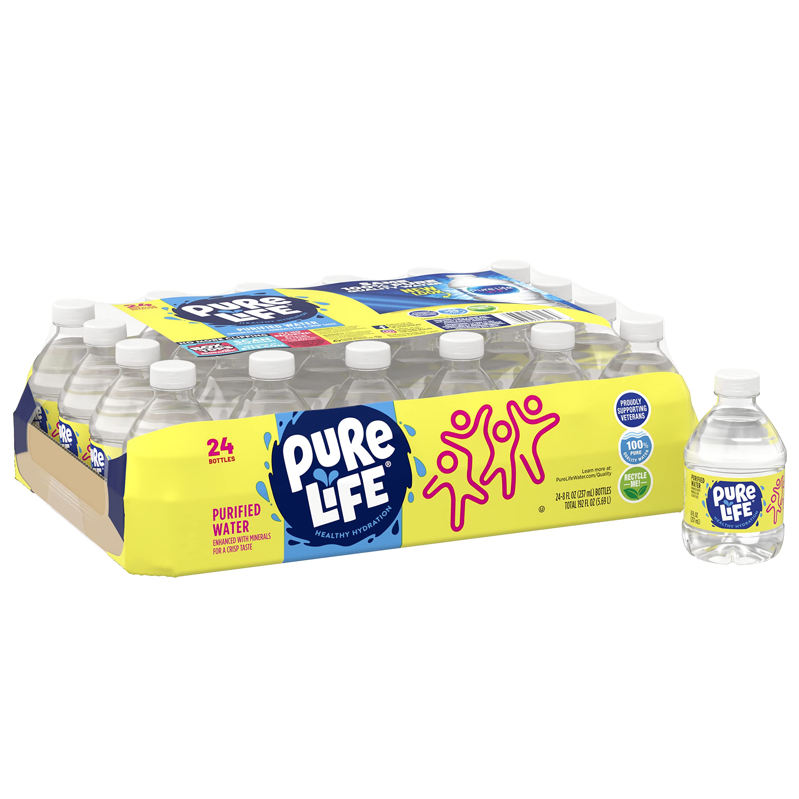 Pure Life Purified Water - 8 Fl Oz (24 Pack) | BPA-Free Plastic Bottles | Hydration for Home, Office & On-The-Go