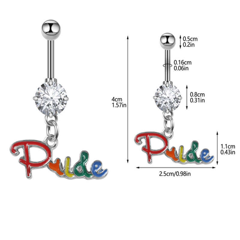 Rainbow LGBT Pride Dangle Belly Button Rings | Stainless Steel Navel Piercing Jewelry for Women | Perfect for Pride Month, LGBTQ+ Events & Body Piercing Fashion