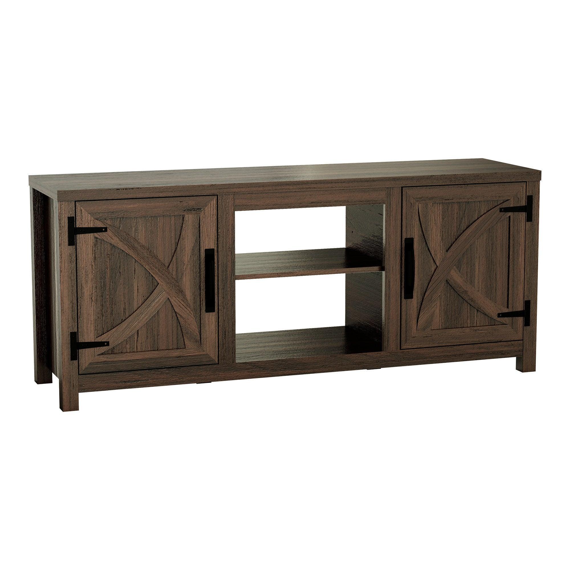 Rustic Farmhouse TV Stand for 58 Inch Flat Screen - Solid Wood Entertainment Center with Storage Cabinet - Perfect for Living Room, Home Theater & Family Room Decor