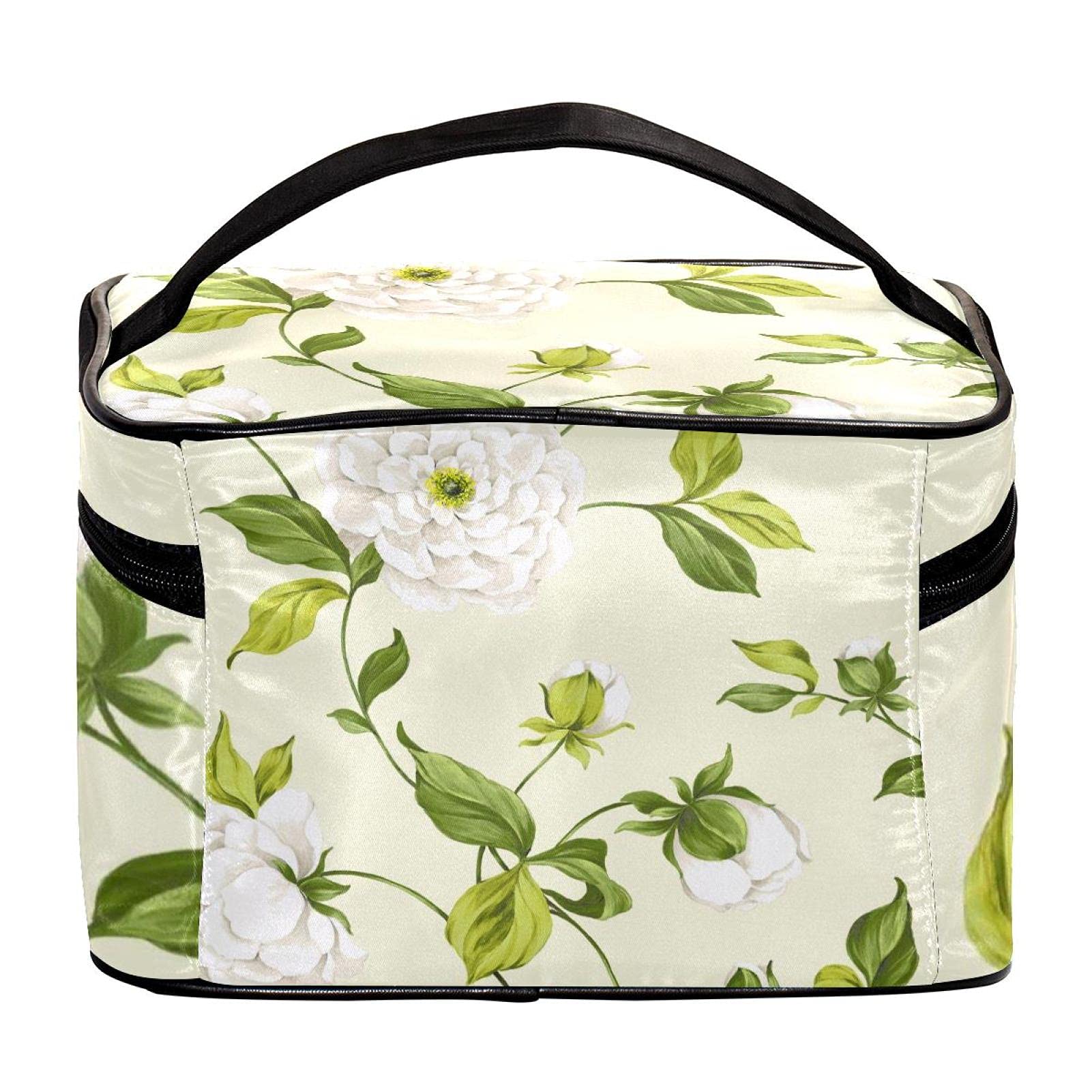 Hibiscus Floral Pattern Large Travel Makeup Bag - Waterproof Cosmetic Organizer with Zipper for Women & Girls | Perfect for Vacation, Gym, and Daily Essentials Storage