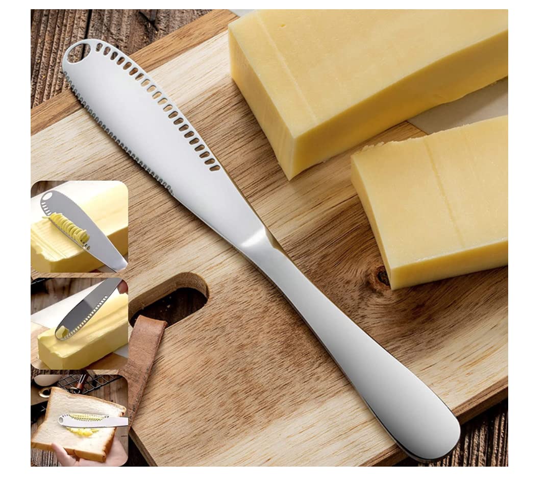 Premium Stainless Steel 3-in-1 Butter Spreader Knife - Multi-Purpose Kitchen Tool for Butter, Peanut Butter & Cheese - Perfect for Breakfast, Baking & Entertaining
