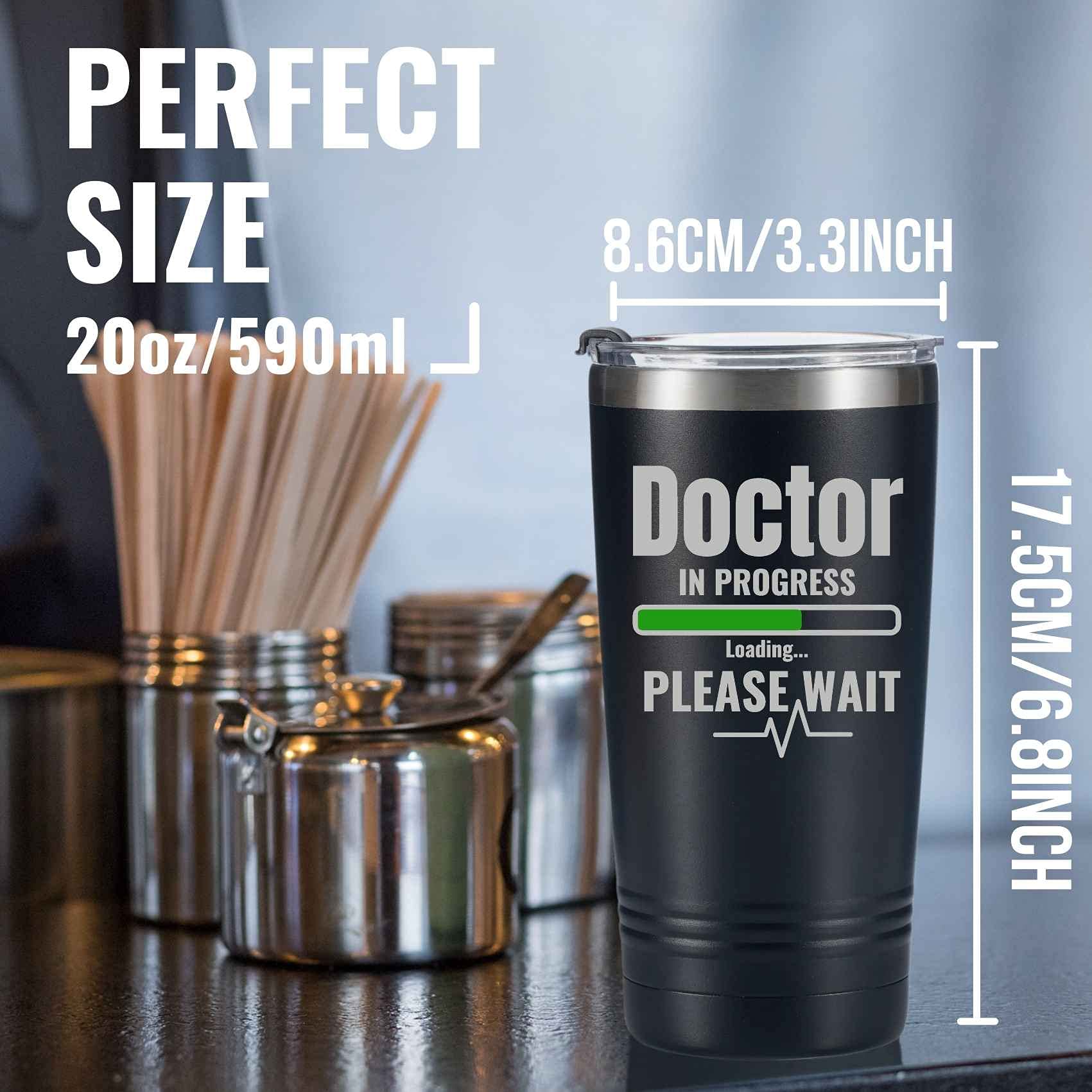 20oz Engraved Stainless Steel Insulated Travel Mug - Perfect Doctor Gift for Med School Graduation, Birthday & Christmas - Keeps Drinks Hot/Cold for Hours - Ideal for Hospital Shifts, Clinics & Study Sessions