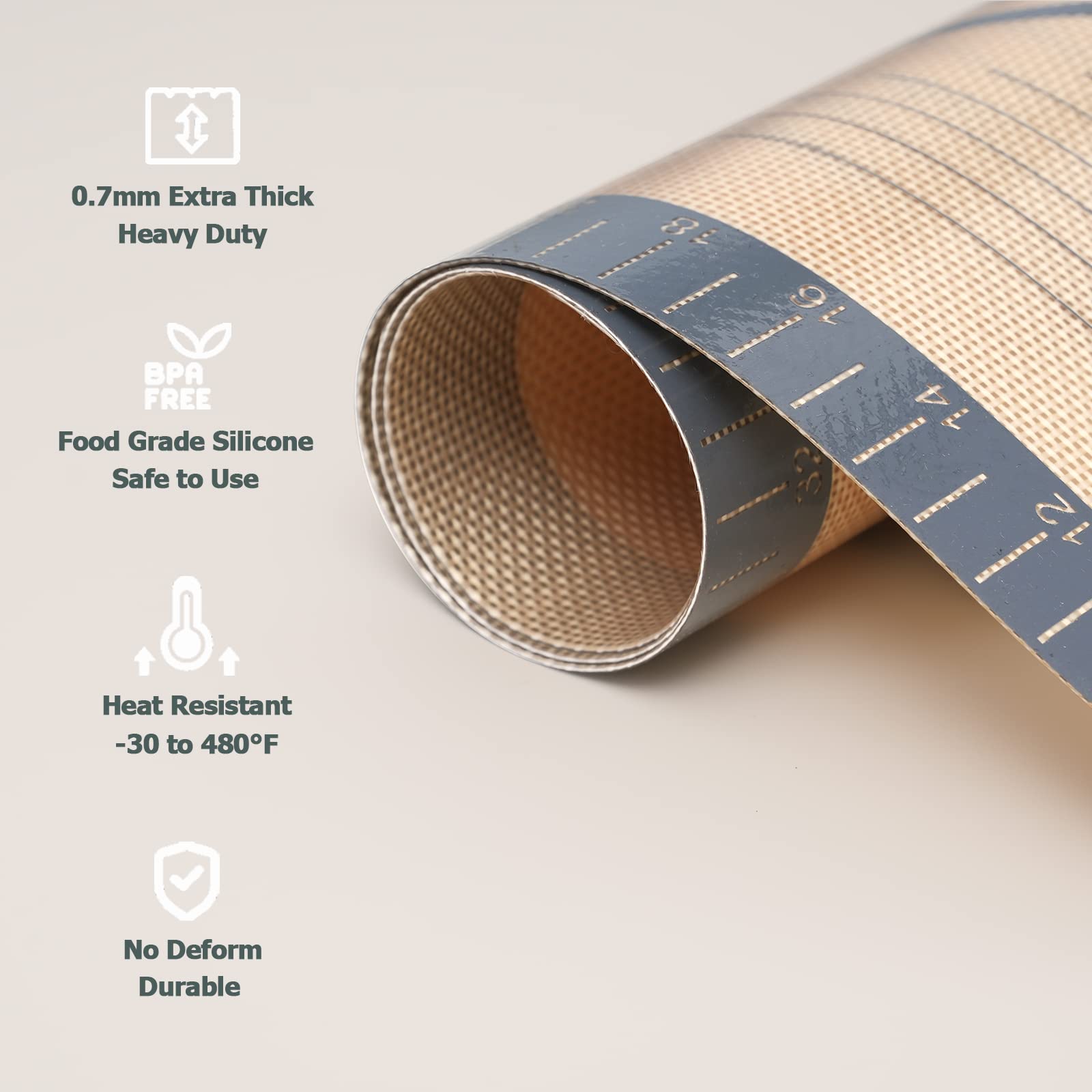 Non-Slip Silicone Pastry Mat with Measurements - 16