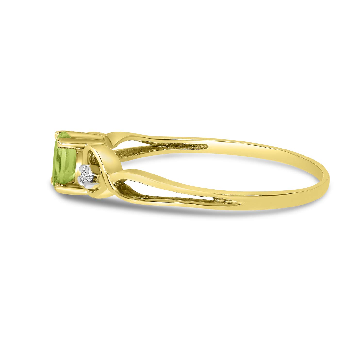 14K Yellow Gold Oval Peridot and Diamond Ring for Women - Elegant Birthstone Jewelry Gift for Anniversary, Engagement, or Special Occasion