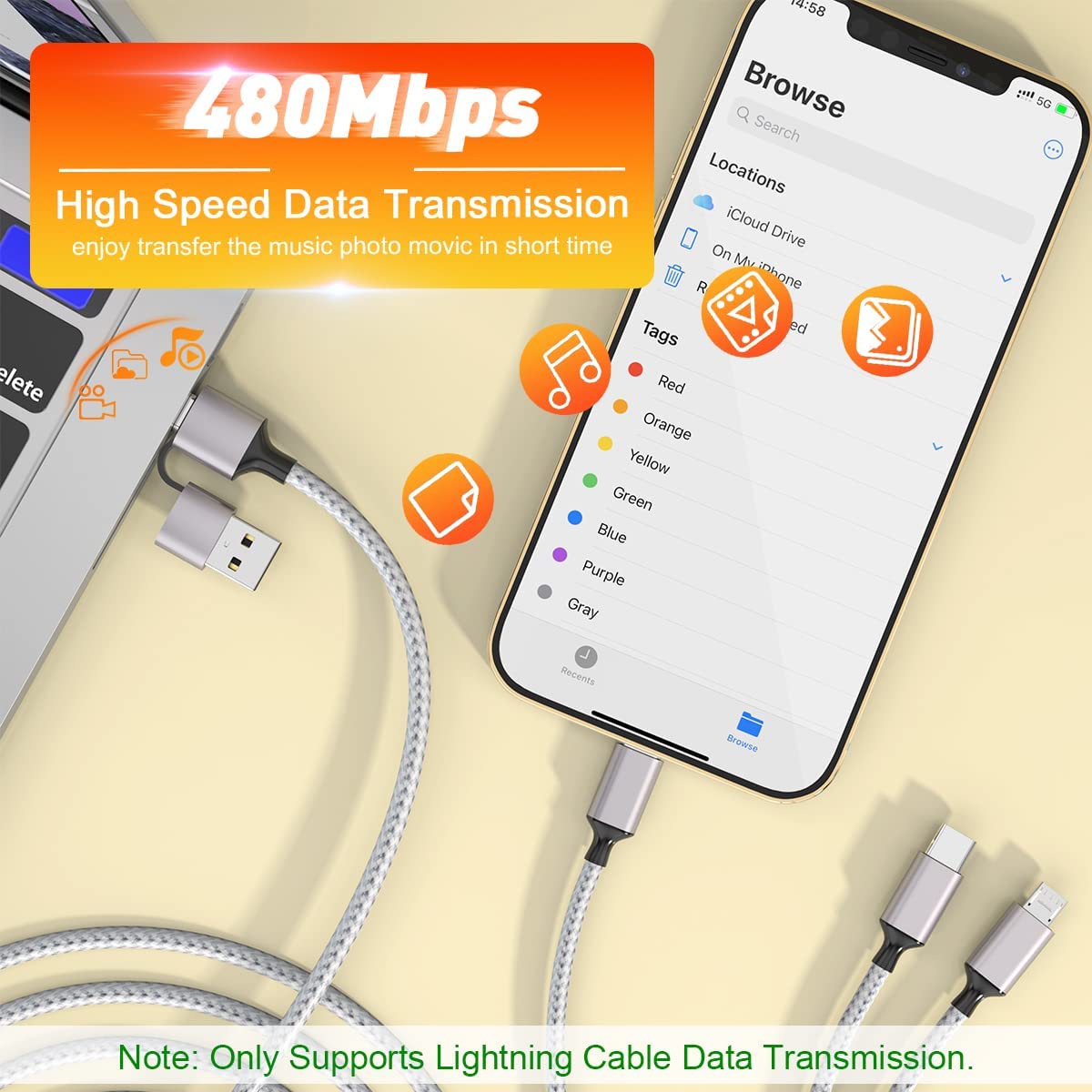 MTAKYI 3M USB C Fast Charging Cable - 4-in-1 Nylon Braided Multi Charger with USB C to Type C & iPhone Connectors | Compatible with Laptop, Tablet, Phone | Perfect for Home, Office & Travel Charging