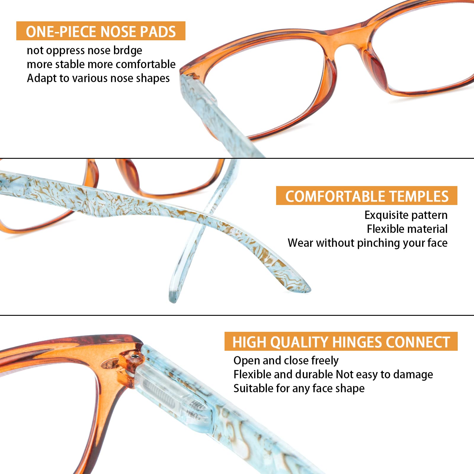 SIGVAN Blue Light Blocking Reading Glasses 5-Pack - Anti-Glare Computer Glasses with Spring Hinge for Women & Men - Lightweight Eyewear for Office Work, Gaming & Digital Screen Use