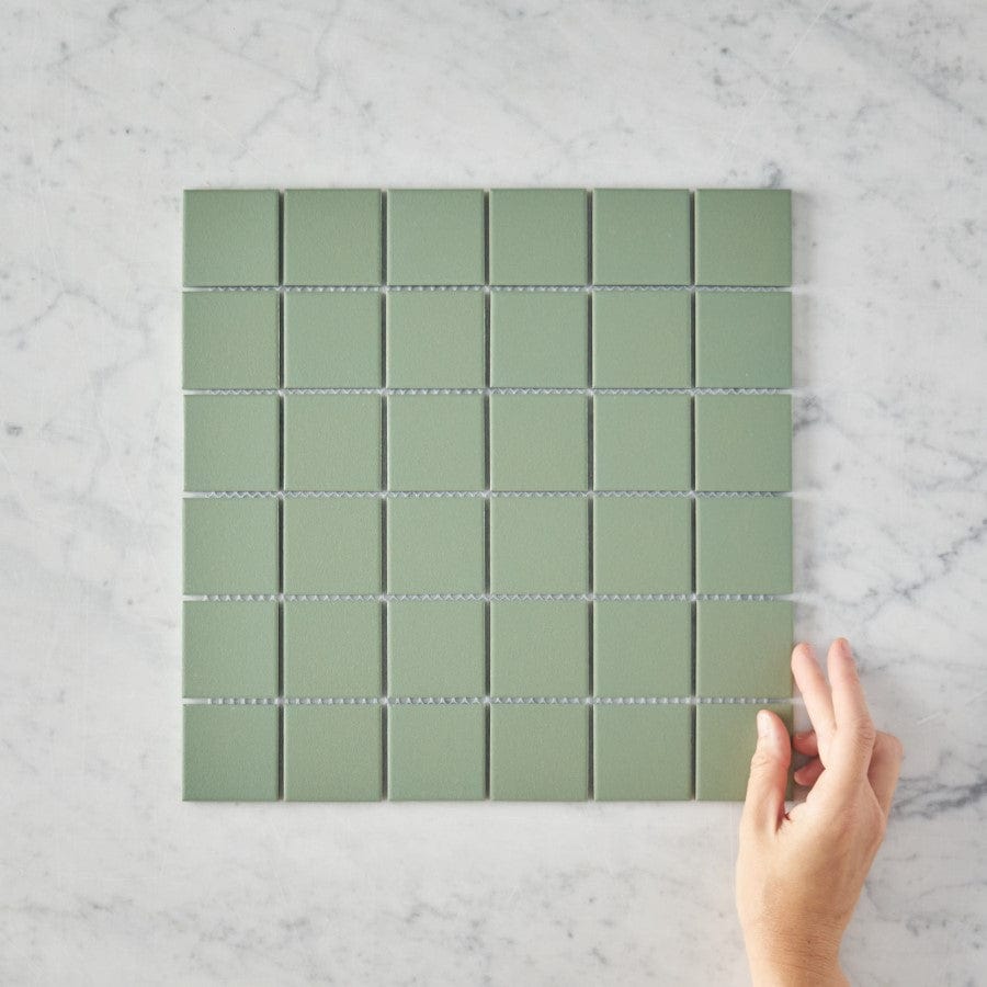 Premium Haddon Sage Matte Medium Square Tile - 12x12 Inch Ceramic Wall & Floor Tile - Waterproof & Durable for Kitchen Backsplash, Bathroom, Shower, and Living Room Decor
