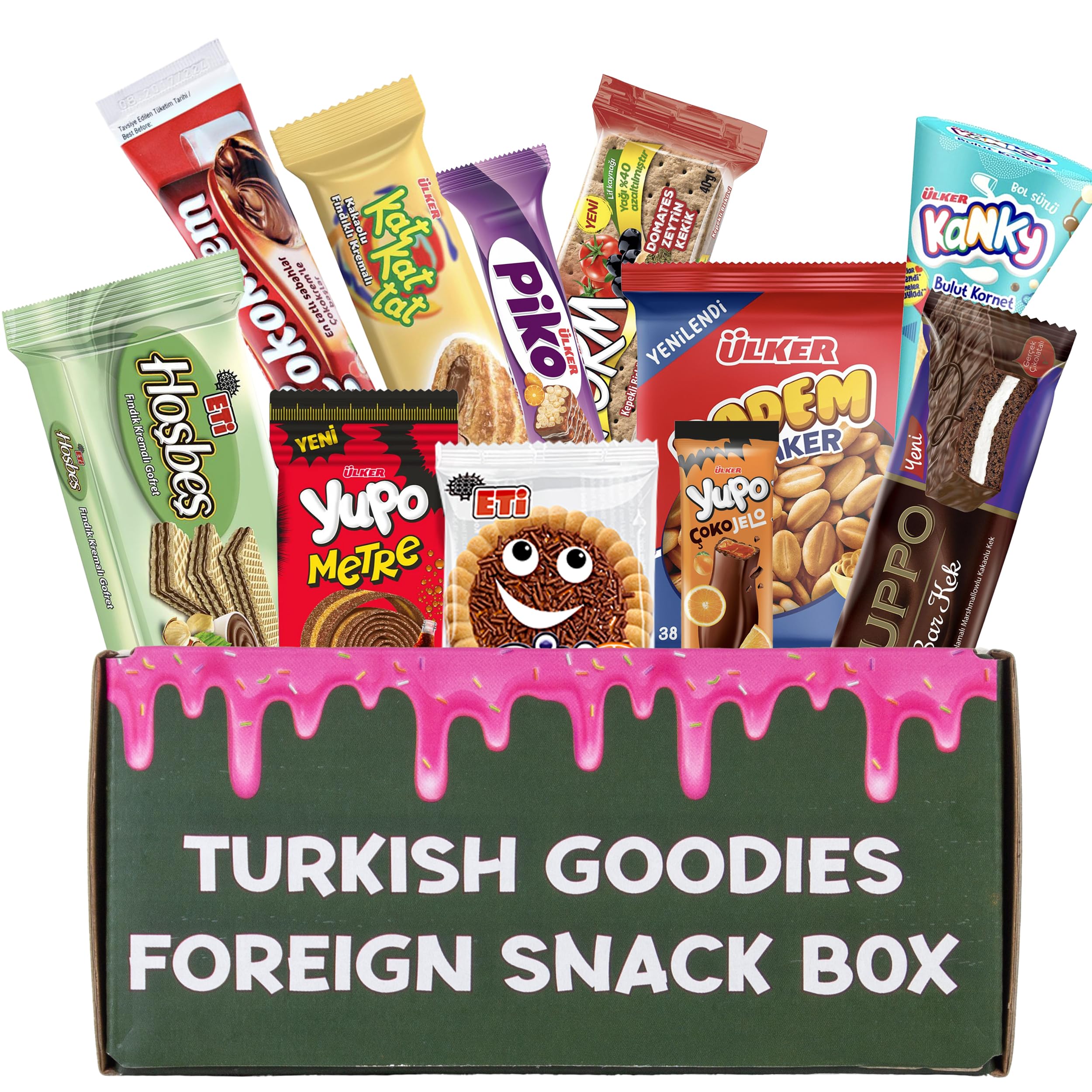 Turkish Goodies International Snacks Variety Box - 11ct Bite-Sized Chocolate Bars, Marshmallows & Cookies - Perfect for College, Office & Dorm Snacking - Great for Parties, Study Breaks & Gift Baskets