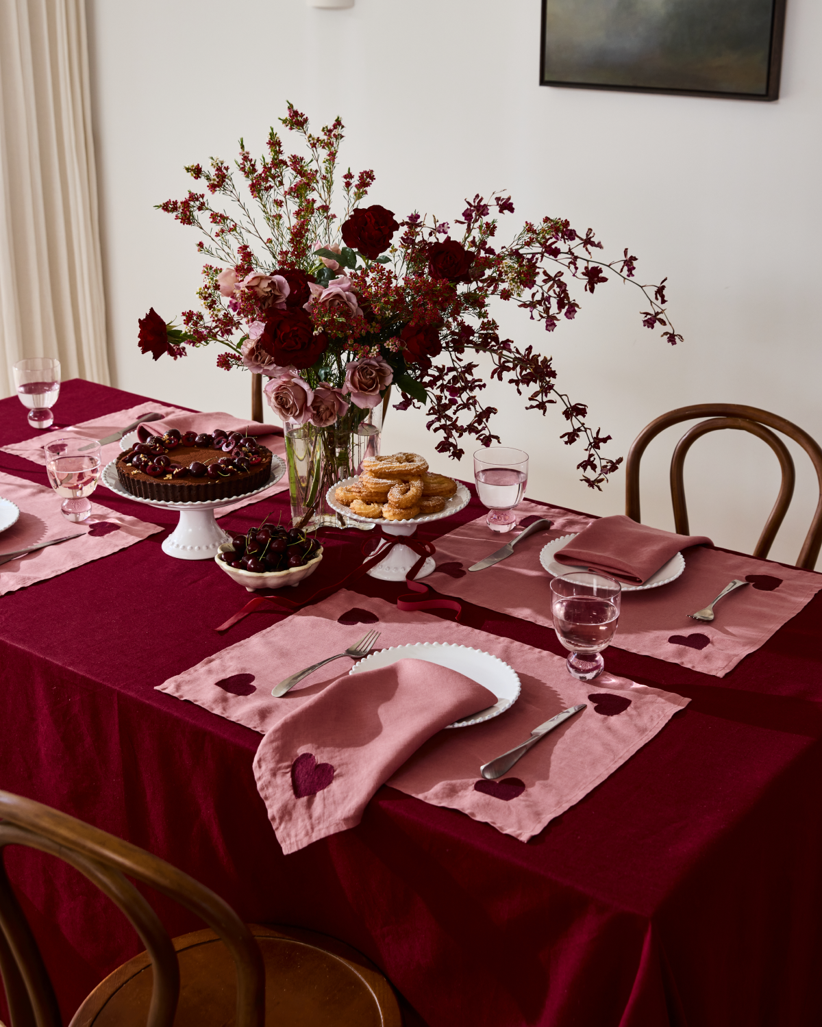 Organic Pink Clay & Mulberry 100% French Flax Linen Placemats Set of 4 - Eco-Friendly Table Mats for Dining, Kitchen, and Home Decor - Perfect for Dinner Parties, Brunch, and Everyday Use