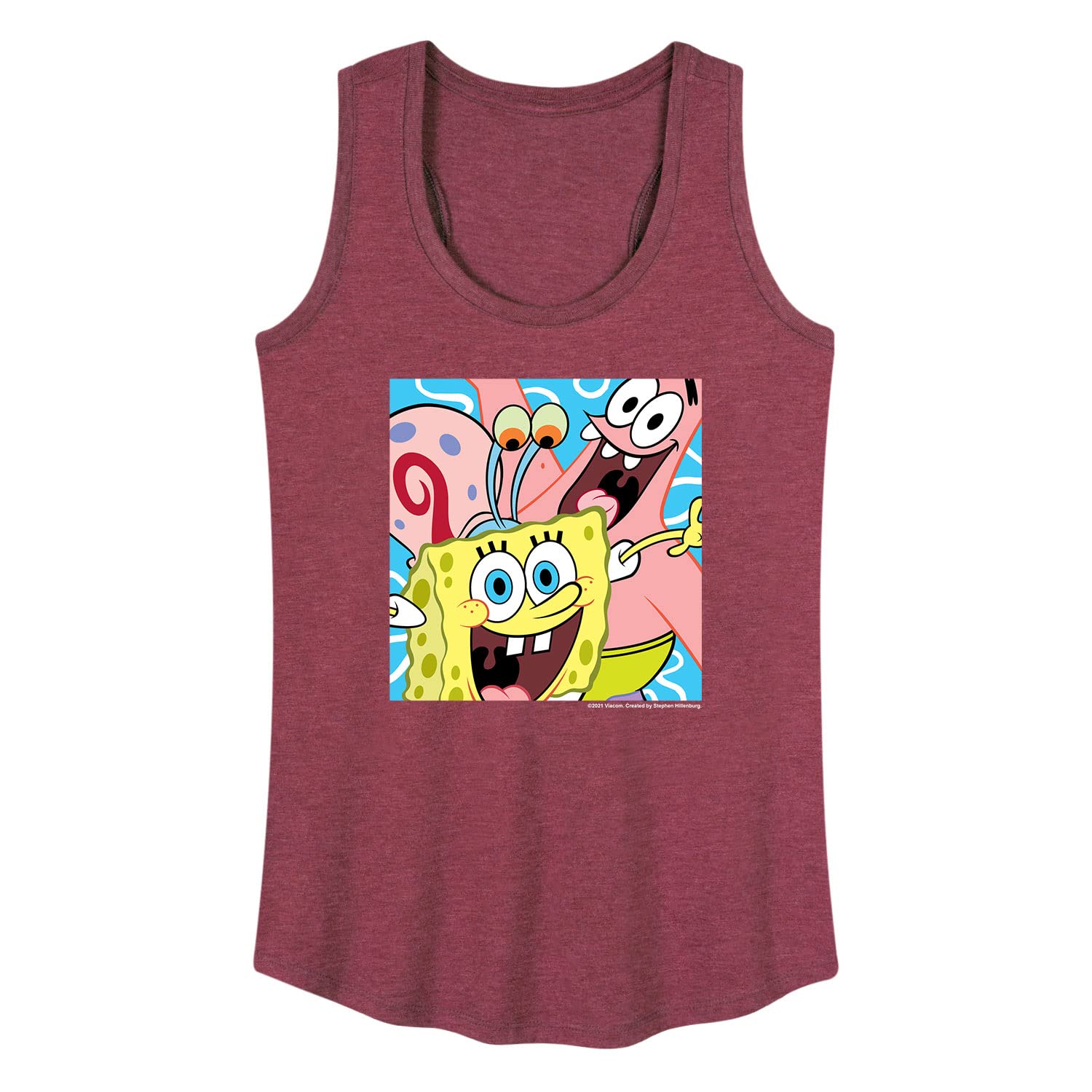 Spongebob Squarepants Women's Racerback Tank Top - Spongebob Patrick Gary Graphic Tee - Soft Breathable Hybrid Apparel for Summer, Beach, Cosplay & Casual Wear