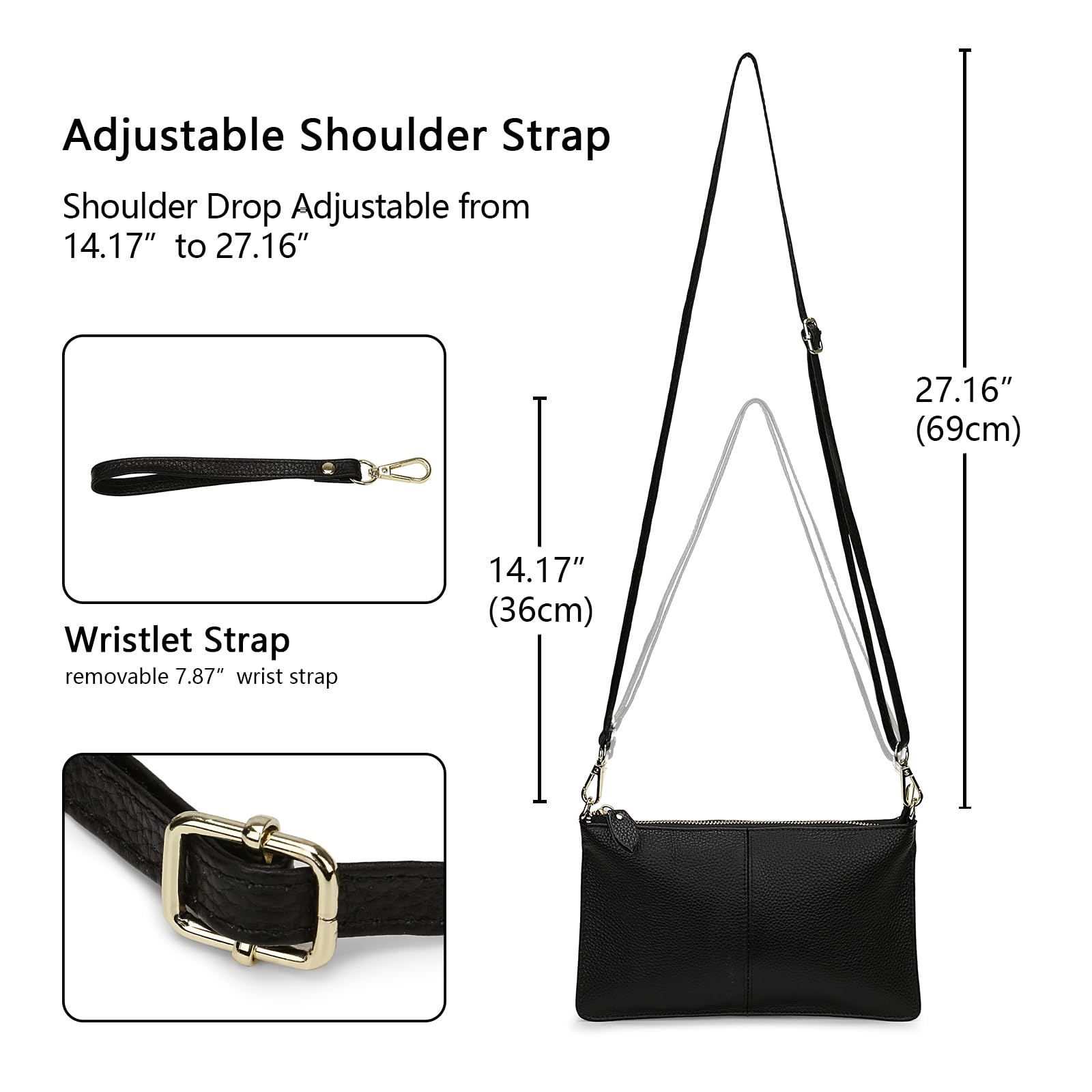 YALUXE Genuine Leather Crossbody Bag for Women - Phone Wallet Purse for Daily Use