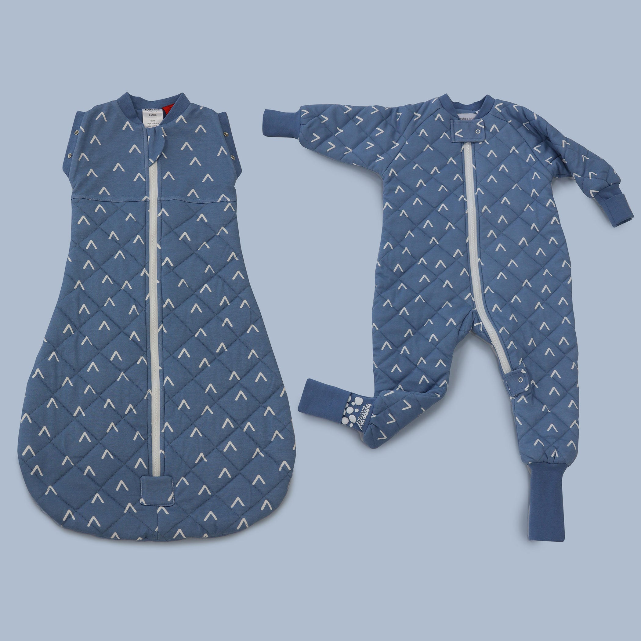 Nordic Style 2.5 TOG Baby Swaddle Sleep Sack & Sleepsuit Set - Soft Denim Blue - Perfect for Newborns & Infants (0-6 Months) - Ideal for Nursery, Daycare & Travel