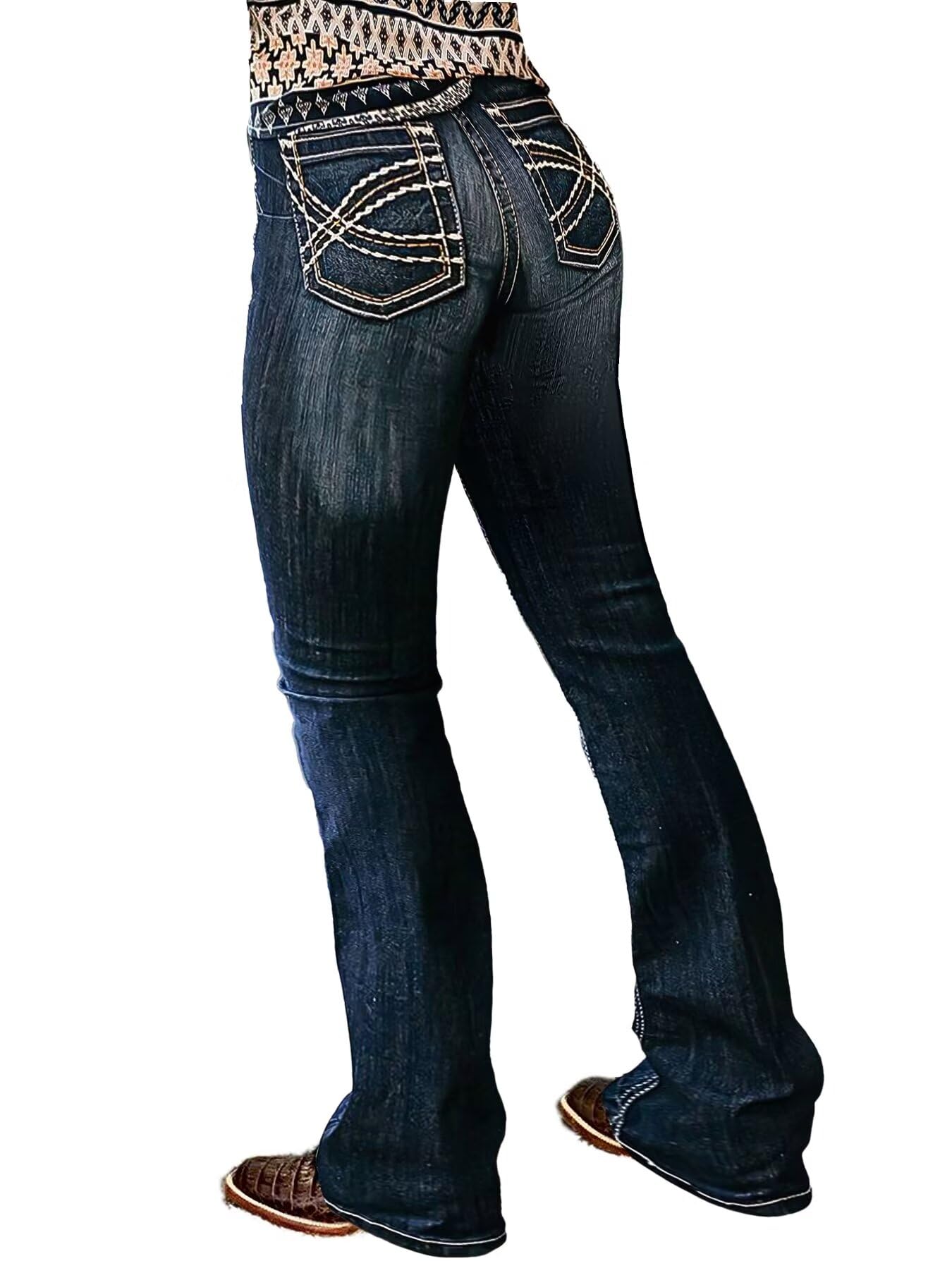 Flamingals Women's Boot Cut Flare Jeans - Butt Lifting & Tummy Control High Waisted Denim Pants for Casual Wear & Night Out