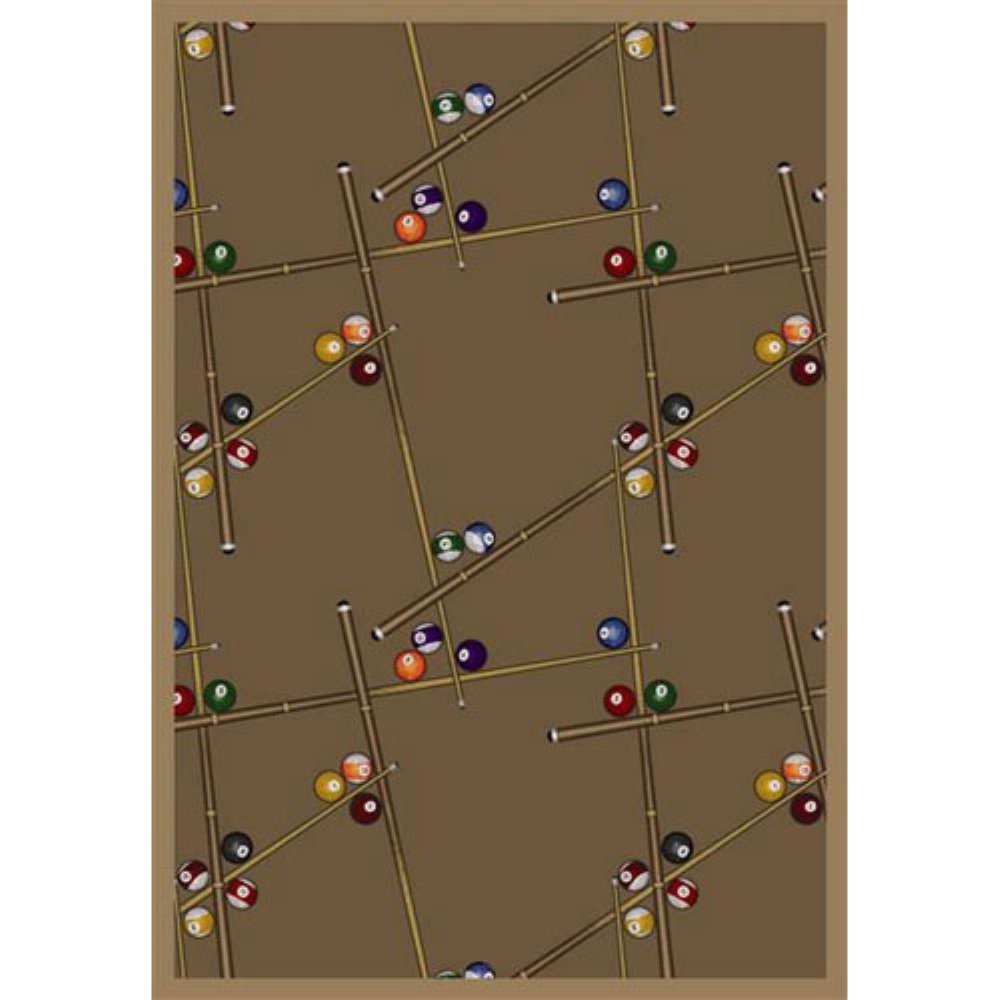 Joy Carpets Games People Play Snookered Gaming Area Rug - Dark Dust - Non-Slip Kids Playroom Rug for Game Nights & Family Fun