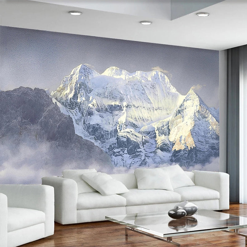 Snowy Alps Wallpaper - Stunning 4-Season Mountain Scenery Wall Decals for Living Room, Bedroom & Office Decor