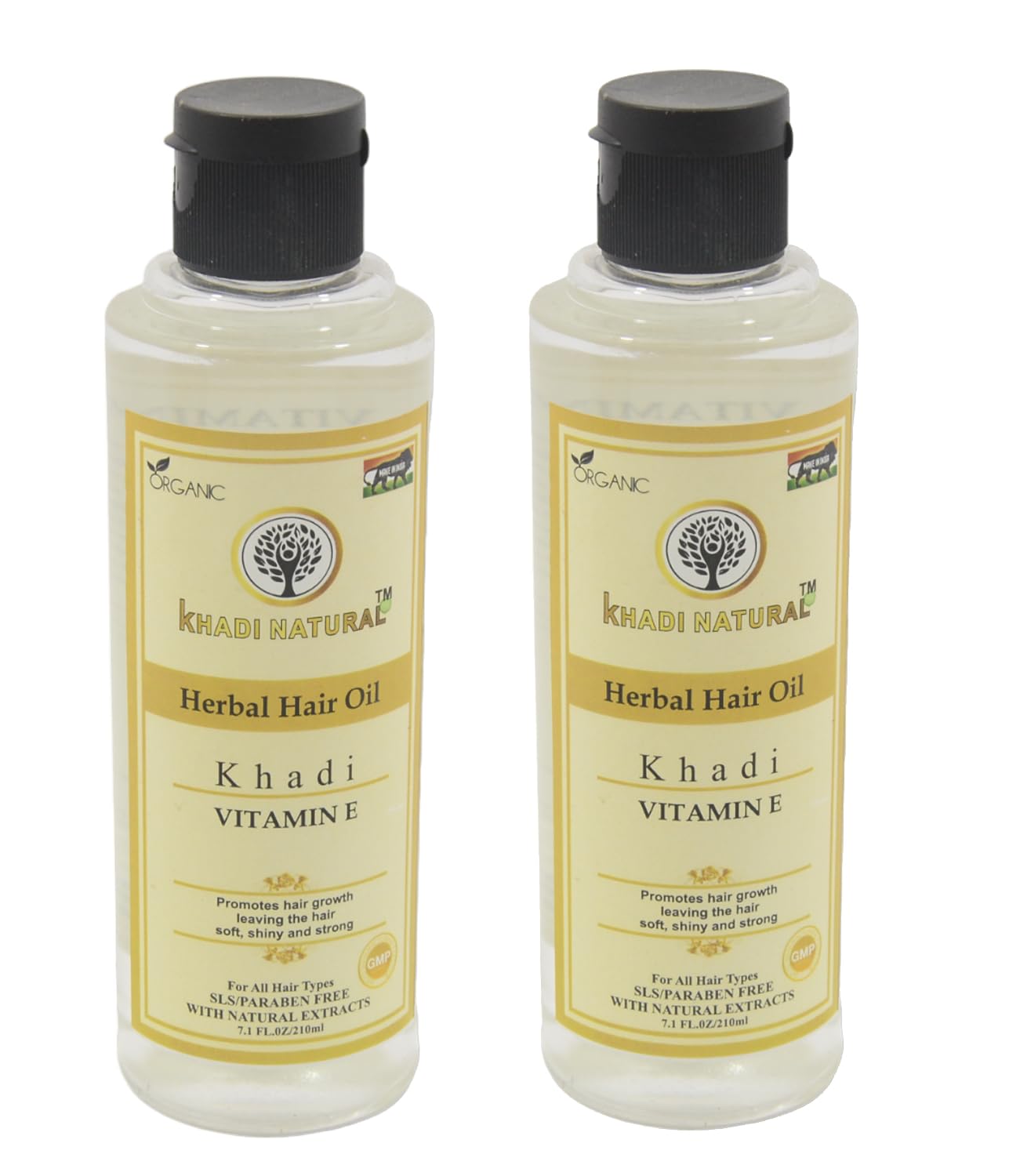 Khadi Natural Herbal Vitamin E Hair Oil 210ml - Organic Hair Growth Treatment for Strong, Shiny & Healthy Hair - Sulfate & Paraben Free - Best for Dry, Damaged Hair & Scalp Care - Perfect for Daily Nourishment & Styling