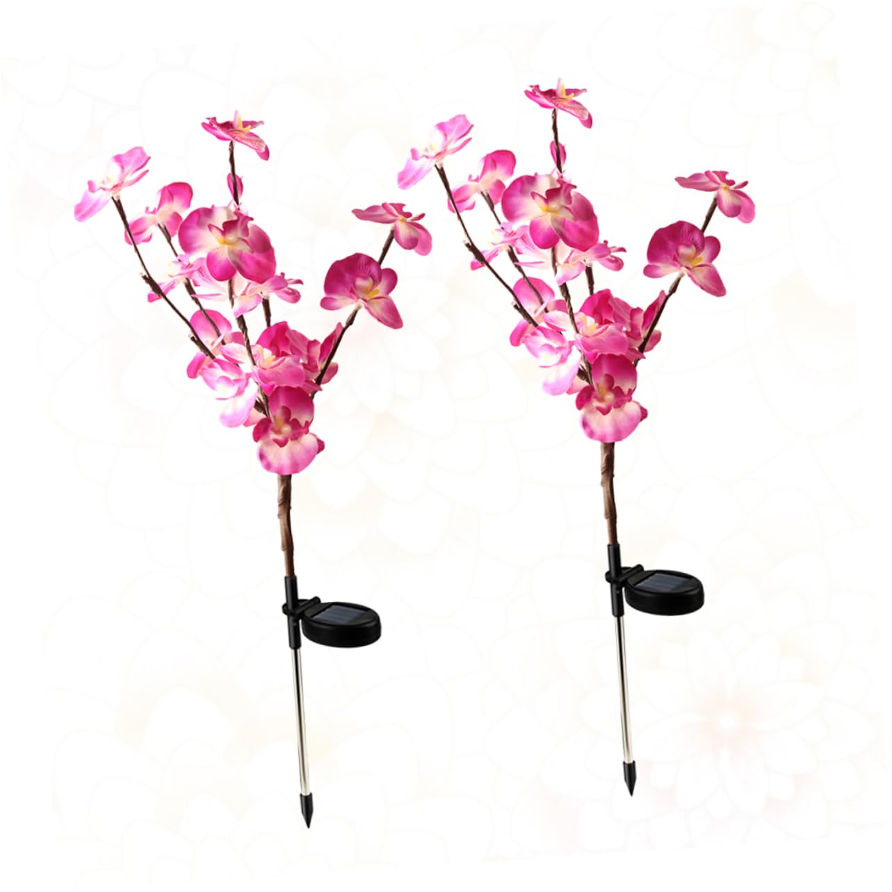 6 Pack Solar Flower Lights - Orchid Shaped Outdoor Garden Lights with Ground Stakes, Waterproof Solar Powered LED Landscape Lighting for Yard, Pathway, Patio Decor