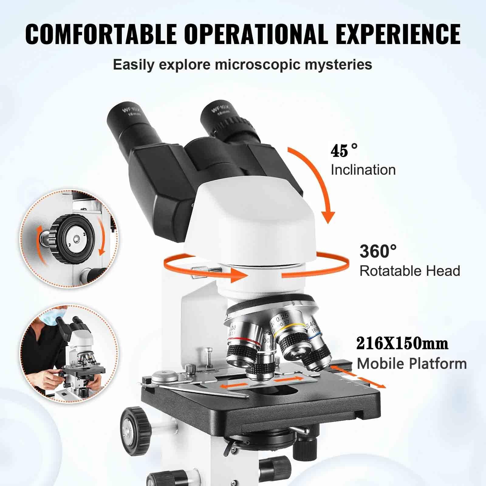Professional Binocular Compound Microscope 30000X-70000X Magnification with LED Illumination & Phone Adapter - Ideal for Students, Adults & Kids - Perfect for Lab Research, Classroom Learning & Home Science Exploration