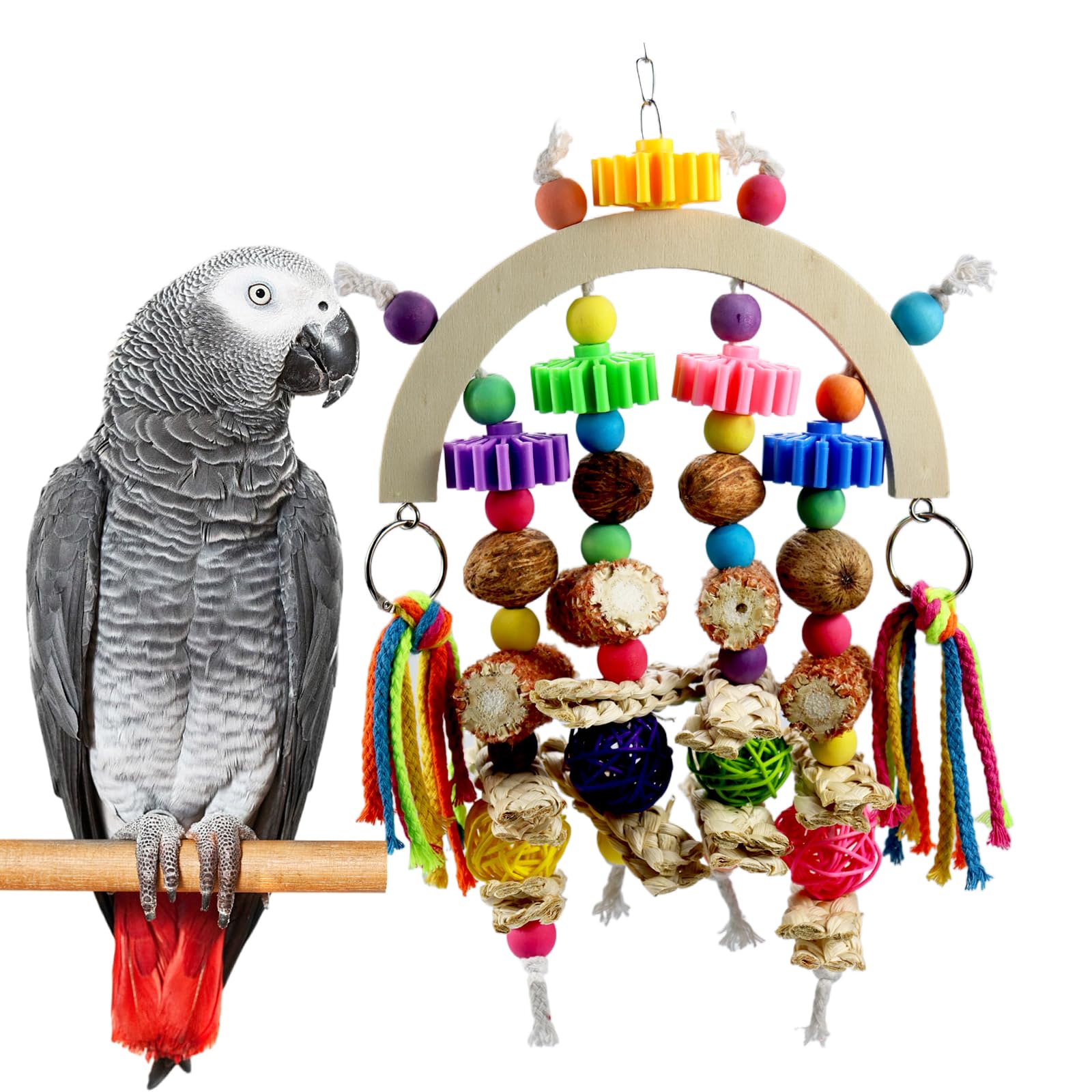 Natural Corncob Wood Mango Chew Bird Toys for African Grey Parrots, Sun Conures, Lovebirds & Small Parakeets - Durable & Safe Parrot Chewing Toys for Beak Exercise & Mental Stimulation - Perfect for Cage Play, Training & Enrichment Activities
