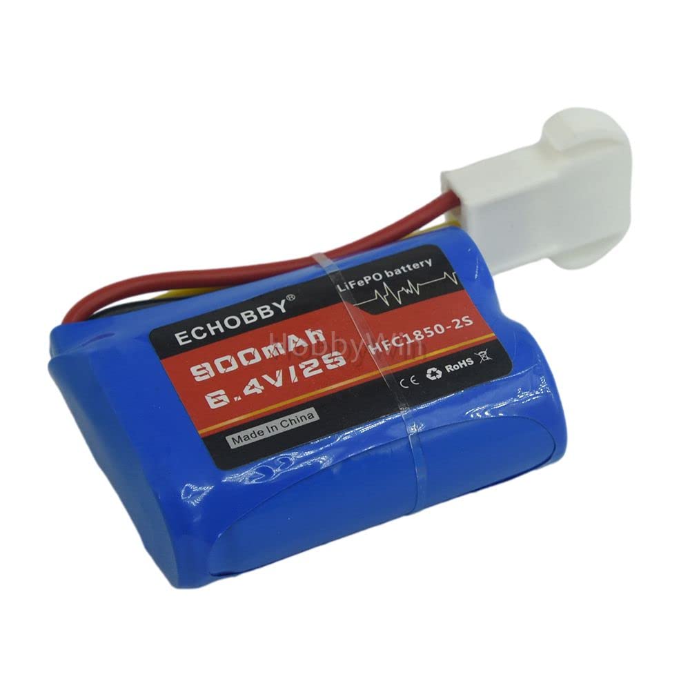 6.4V 2S 900mAh 18500 LiFePO4 Rechargeable Battery Pack with EL4.5-3P Female Plug for RC Cars, Racing Vehicles & Speed Boats - Perfect for High-Performance Remote Control Hobbies