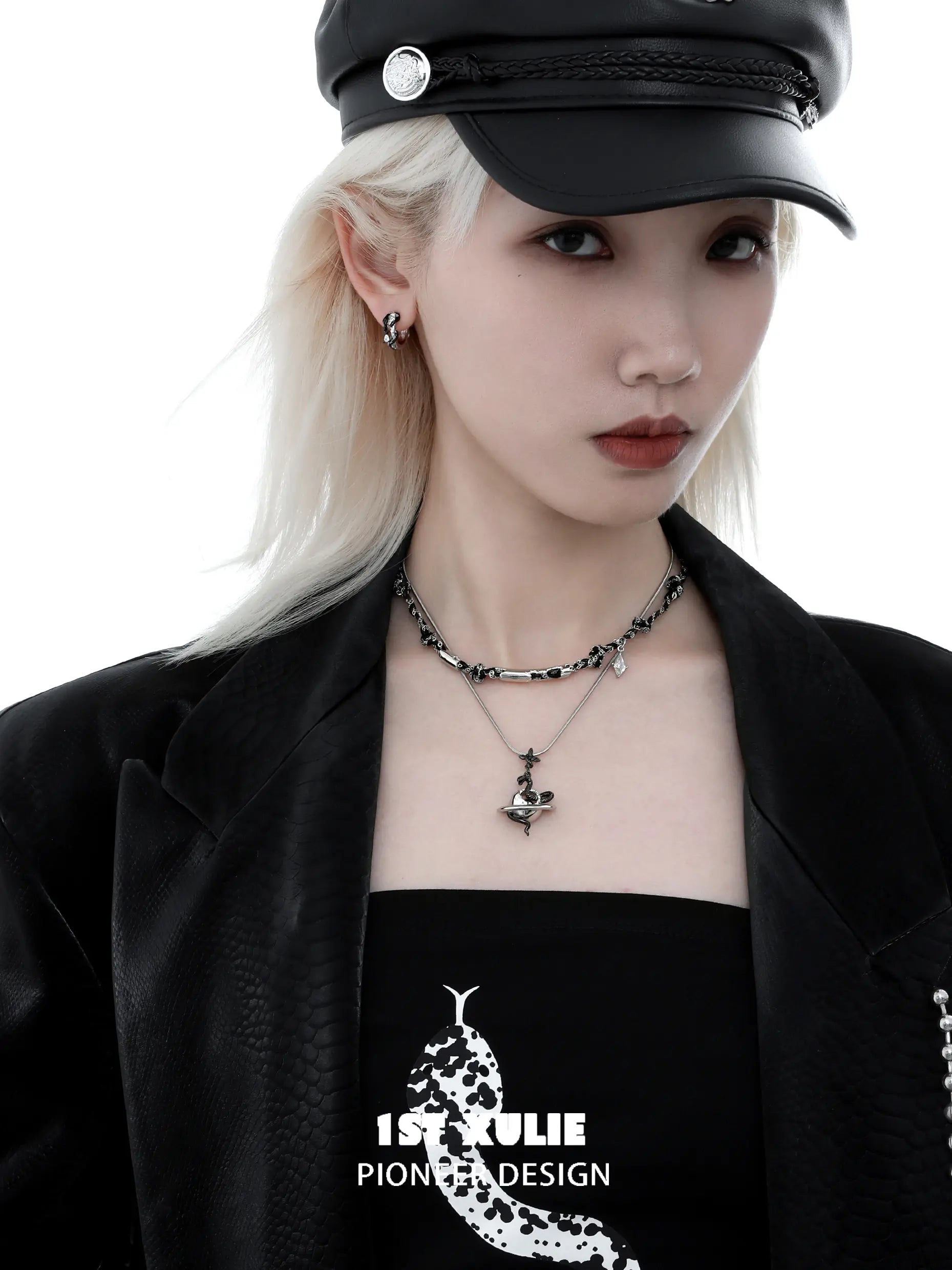18k Platinum Plated Zircon Snake Bite Earrings - White & Black Studs for Women | Perfect for Parties, Night Out & Punk Fashion Accessories
