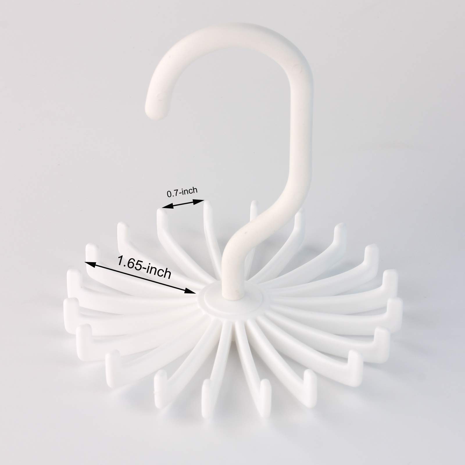 3 Pack Twirl Ties Rack - Space Saving Closet Organizer for Neckties, Scarves & Belts - Durable White Tie Hanger Hook with 12 Loops - Perfect for Home, Office & Travel Storage