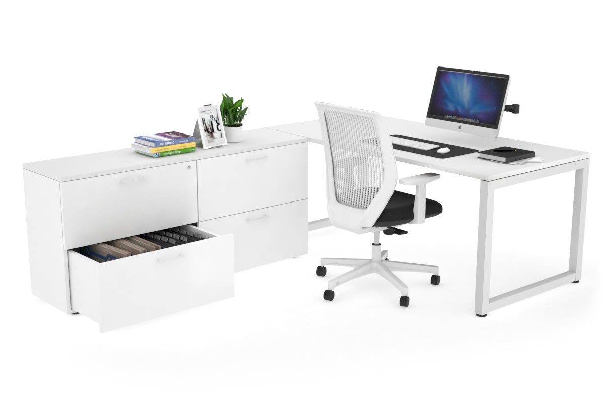 Quadro Loop Executive White Frame Office Chair [1800L x 700W] - Ergonomic Desk Chair for Home & Office Workspace