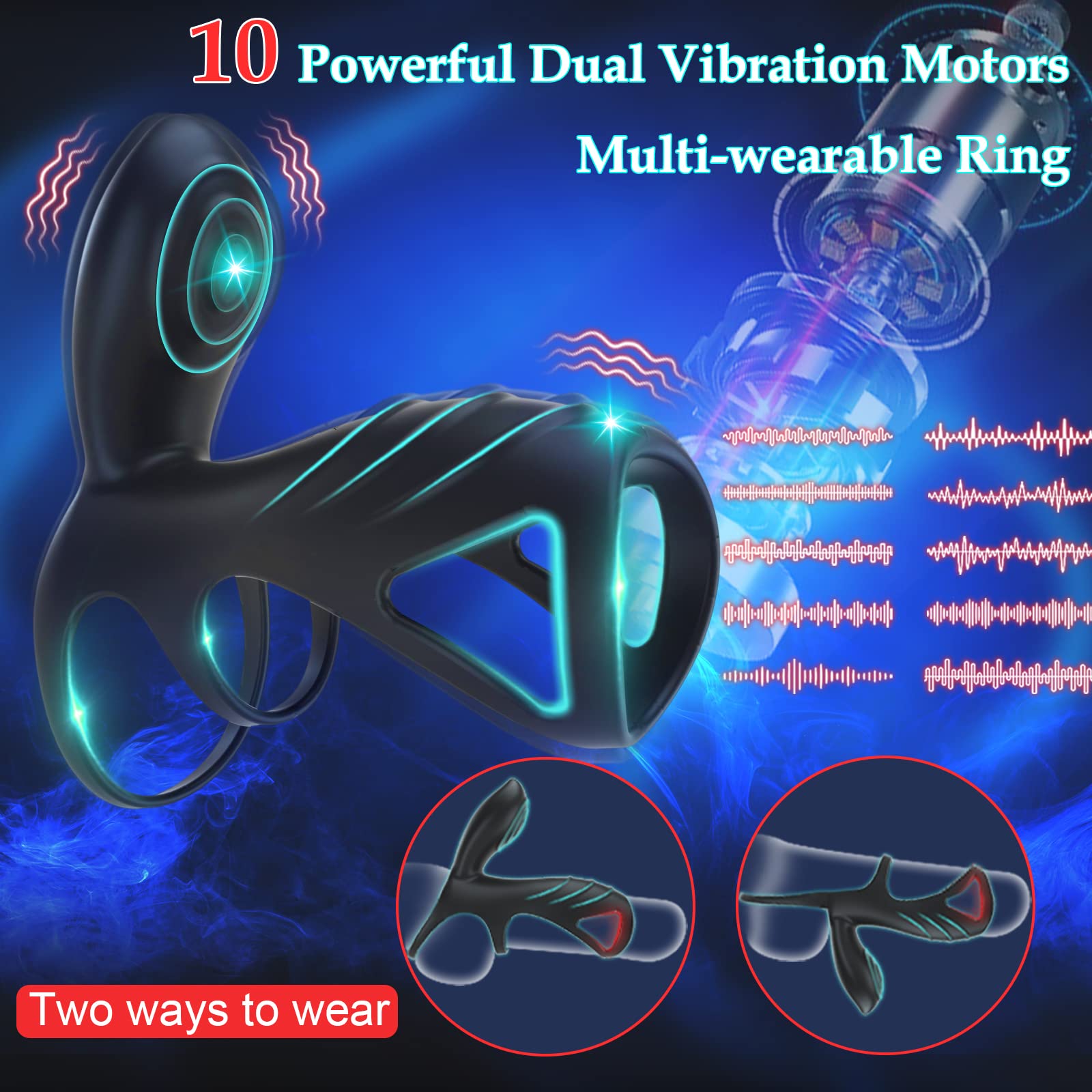 Premium Silicone Vibrating Cock Ring - 10 Speed Modes for Enhanced Pleasure, Couples Sex Toy for Men & Women, G-Spot & Clitoris Stimulator - Perfect for Romantic Nights & Spicing Up Your Relationship