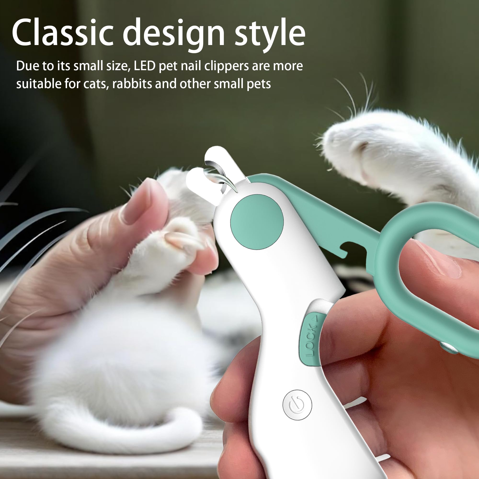 LED Pet Nail Clippers with Safety Guard - Professional Cat & Small Dog Nail Trimmer for Indoor Cats, Kittens, Rabbits & Birds (Blue) - Gentle Grooming Tool for Stress-Free Nail Care at Home