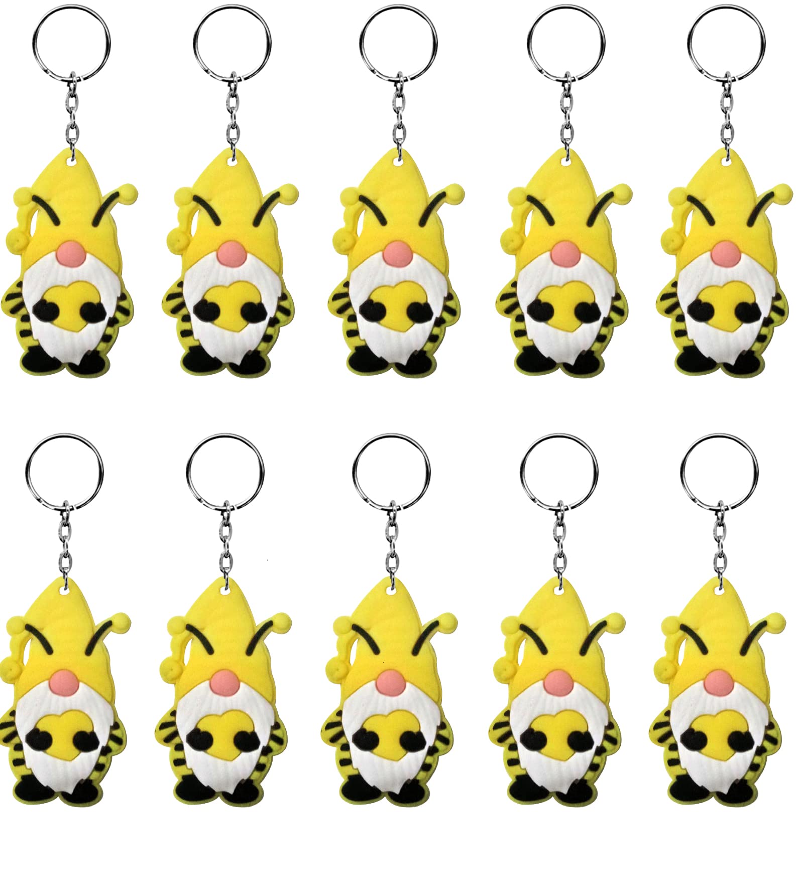 iMagitek 24 Pack Adorable Bee Gnome Keychains - Perfect for Birthday Party Favors, Baby Shower Gifts, Christmas Stocking Stuffers & DIY Craft Projects - Cute Garden-Themed Accessories for Kids & Adults