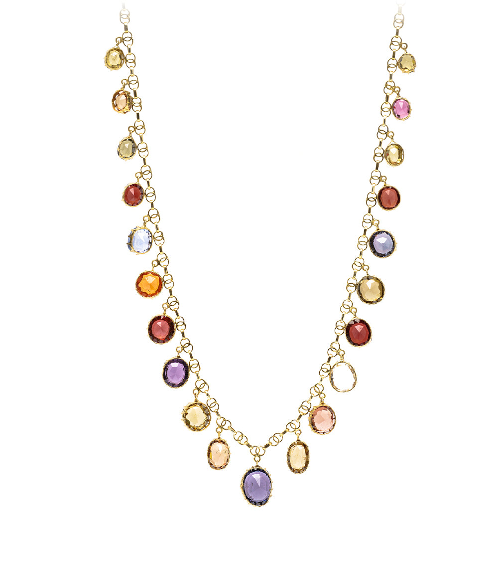 Antique Victorian Style Multi-Gemstone Necklace - Elegant Vintage Jewelry for Women, Perfect for Weddings, Parties & Special Occasions