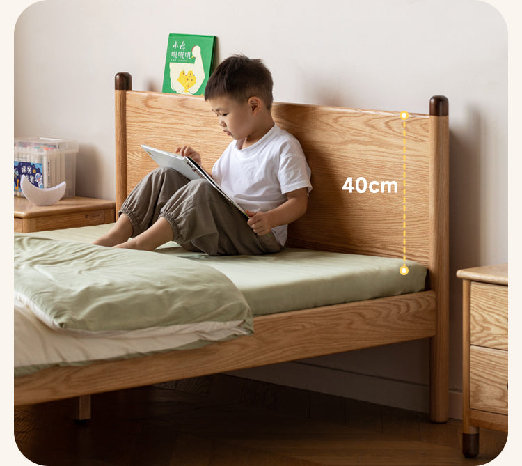 Solid Oak Wood Kids Bed - Sturdy & Safe Children's Bedroom Furniture for Toddlers & Teens - Perfect for Bedrooms, Daycare, and Guest Rooms