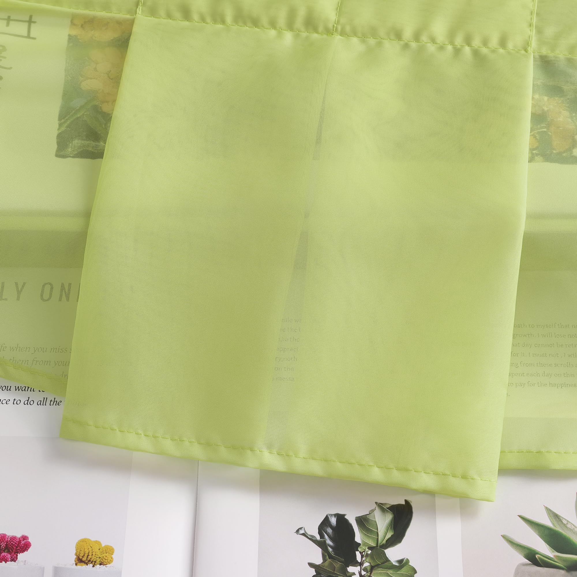 Elegant Green Window Valance Rod Pocket Sheer Voile Swag Curtain with Pleated Roman Shades - 1 Piece (31