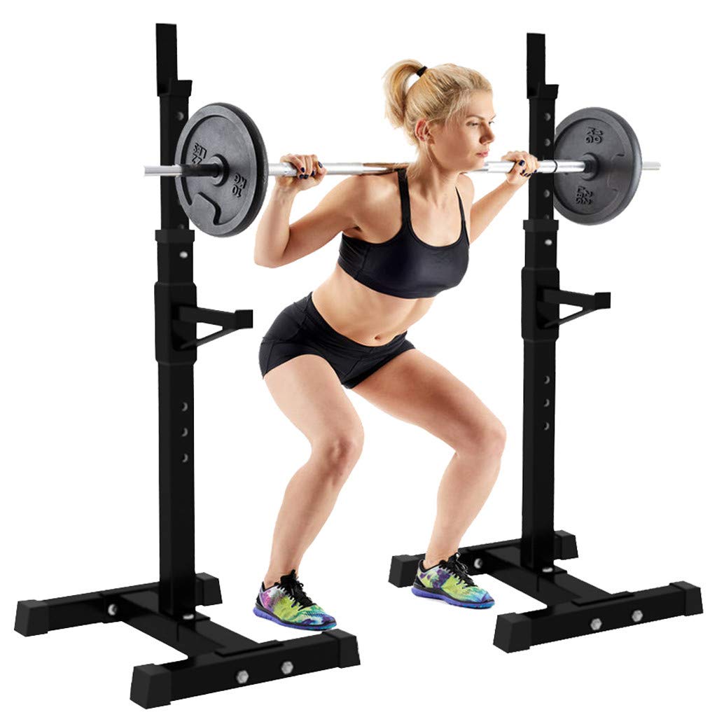Adjustable Squat Rack & Dip Station - Multi-Function Weight Lifting Rack for Bench Press, Squats & Home Gym Workouts - Perfect for Home Office Fitness & Strength Training with X Bar & Resistance Bands