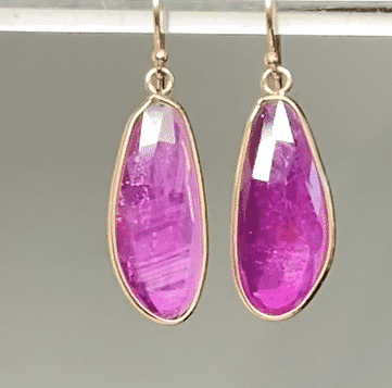 14K Gold Rose Cut Ruby Dangle Earrings for Women - Elegant Vintage Jewelry for Wedding, Party & Special Occasions