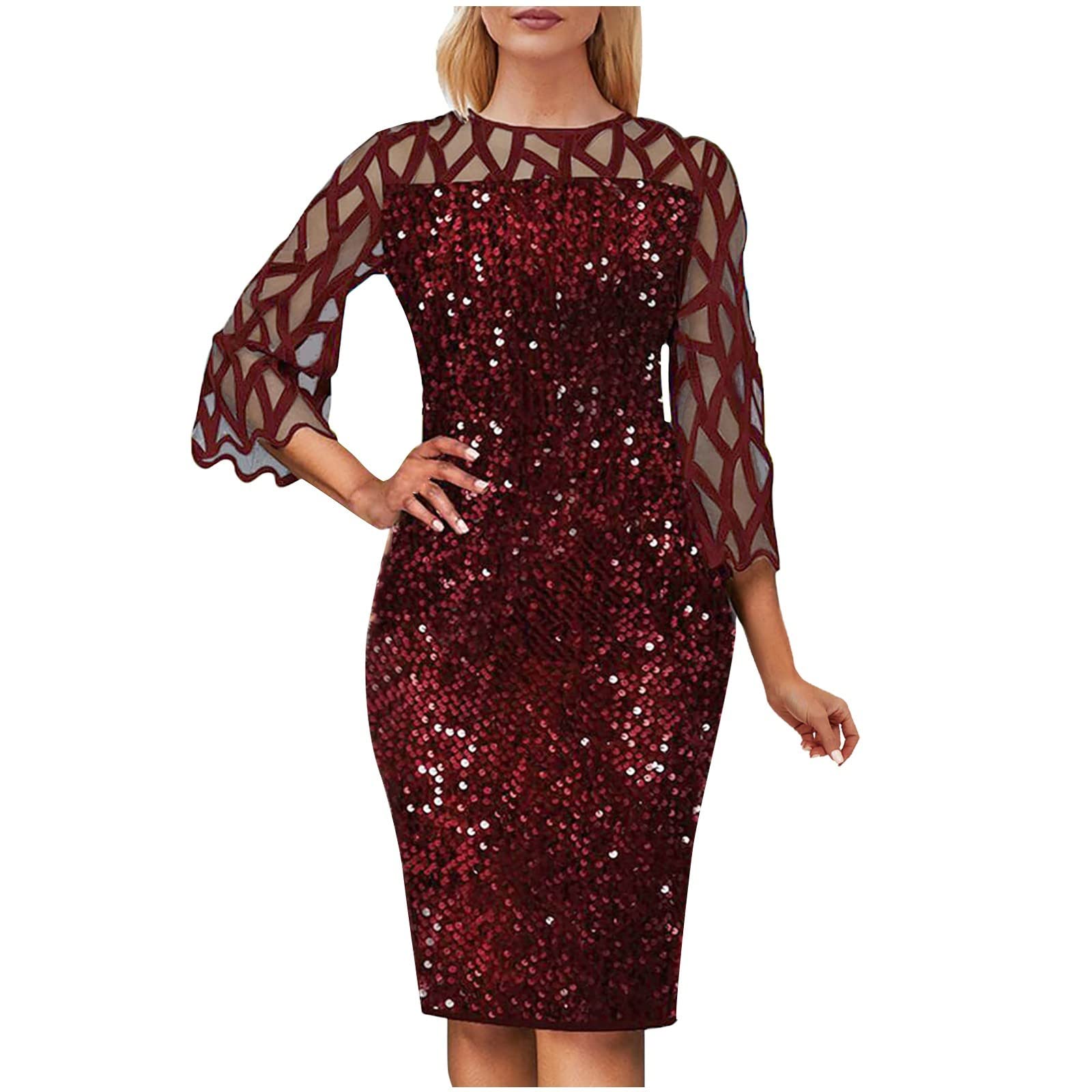 Women's Fall Dresses - Elegant Long Sleeve Party & Prom Dress, Casual Loose Swing Maxi Dress for Autumn Evenings, Weddings & Special Occasions