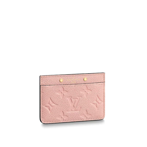 LV Monogram Empreinte Leather Card Holder in Rose Poudre - Slim Wallet for Credit Cards & IDs | Perfect for Everyday Use & Travel Essentials