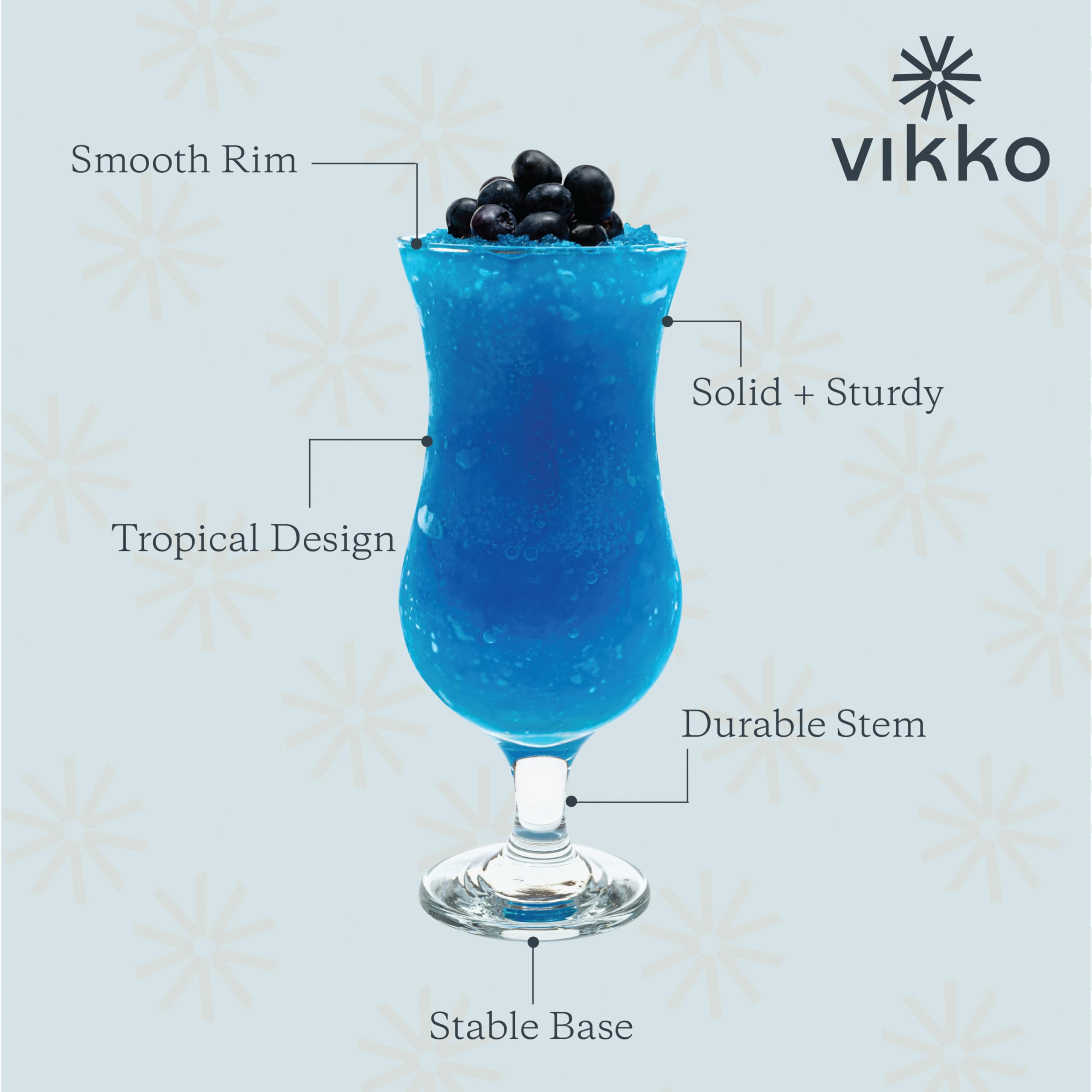Vikko Hurricane Glasses - Set of 12 Pina Colada Cocktail Glasses, 15.5 oz Durable Dishwasher Safe Party Cups for Margaritas, Daiquiris & Tropical Drinks - Perfect for Beach Parties, Summer BBQs & Tiki Bar Decor