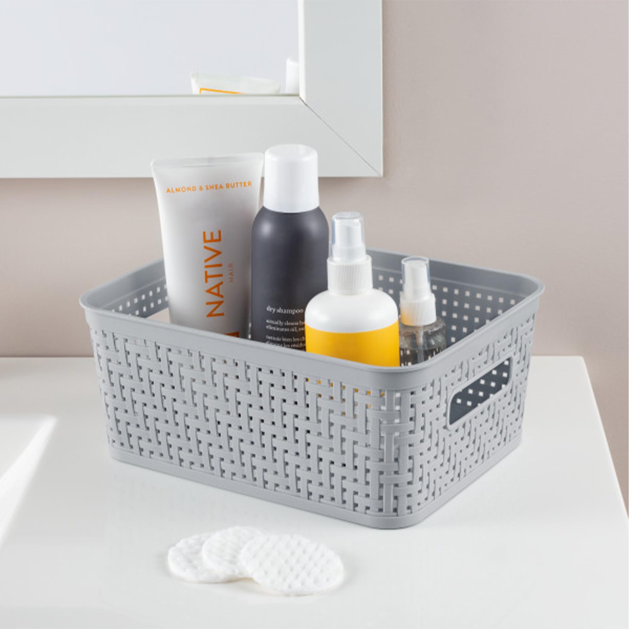 Sterilite 32-Pack Plastic Storage Bins with Lids - Organize Short Stackable Baskets for Home, Office & Closet Organization - Durable Cement Gray Containers for Toys, Clothes & Craft Supplies