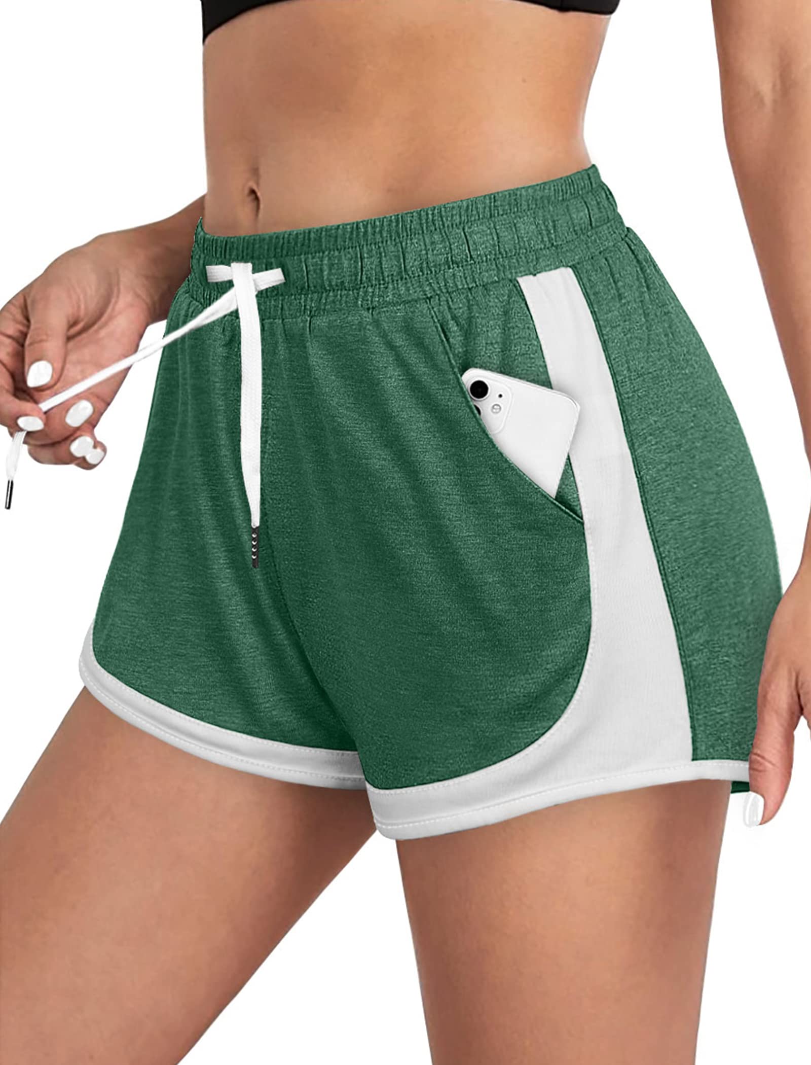 **Aloodor Women's Casual Summer Shorts - Color Block Design with Pockets & Drawstring Waist | Perfect for Beach, Gym, and Everyday Wear**