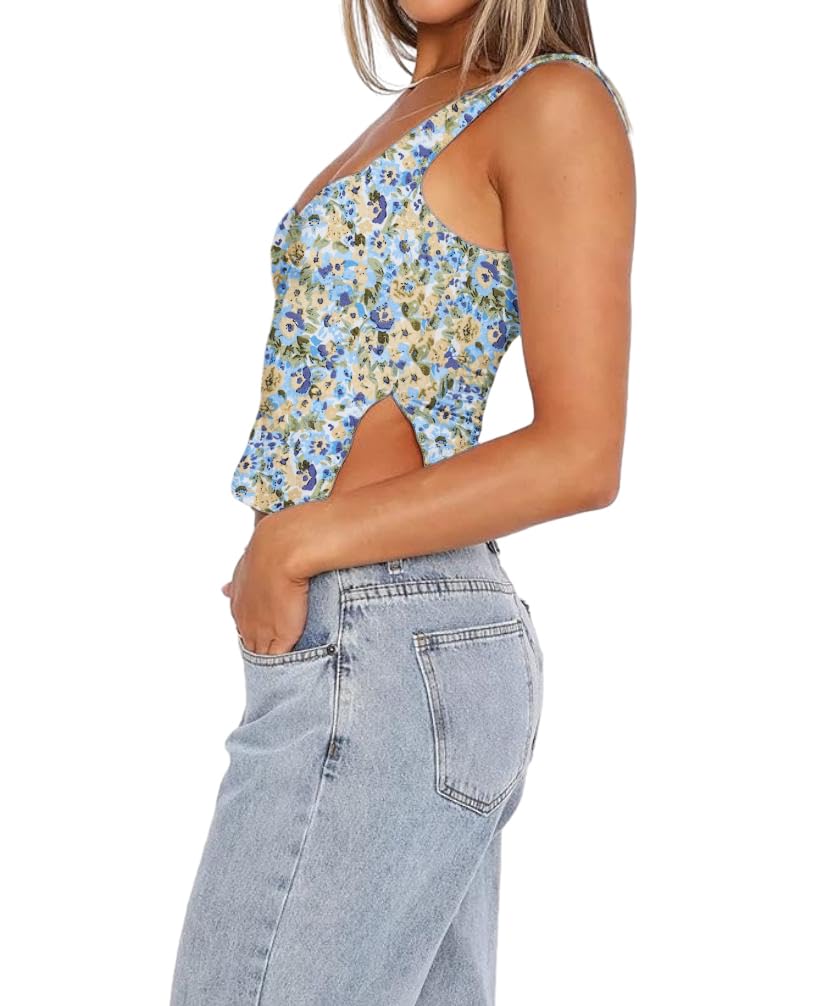 Women's Cute Crop Tank Top | Summer Y2K Fashion Bustier Top for Teen Girls | Sexy Strappy Going Out Tops | Perfect for Beach Parties, Music Festivals & Nightclubs