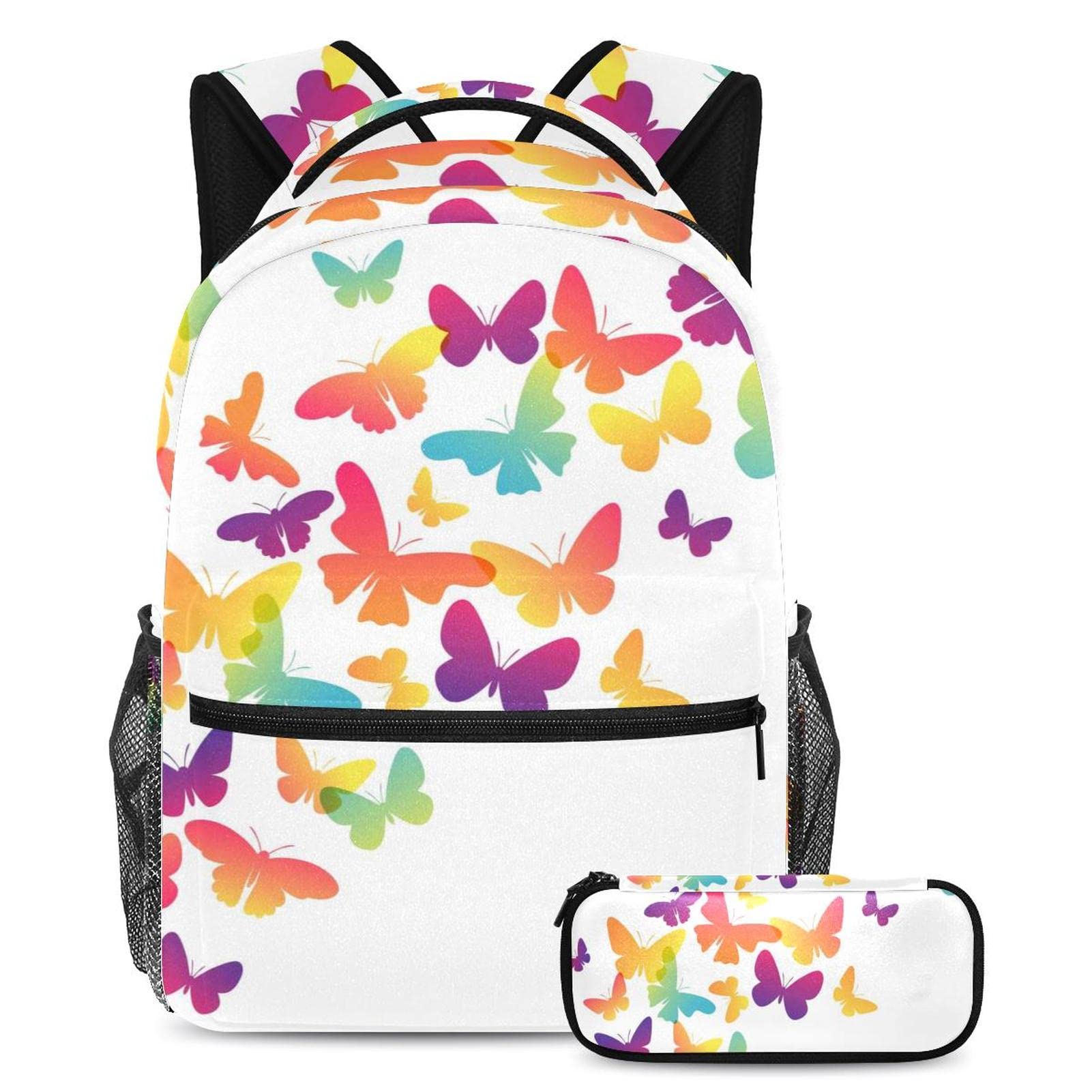 Color Gradient Butterfly Print Travel Laptop Backpack - Lightweight Daypack for School, Work & Commuting - Unisex Design for Teens, Men & Women - Perfect for College, Office & Daily Use