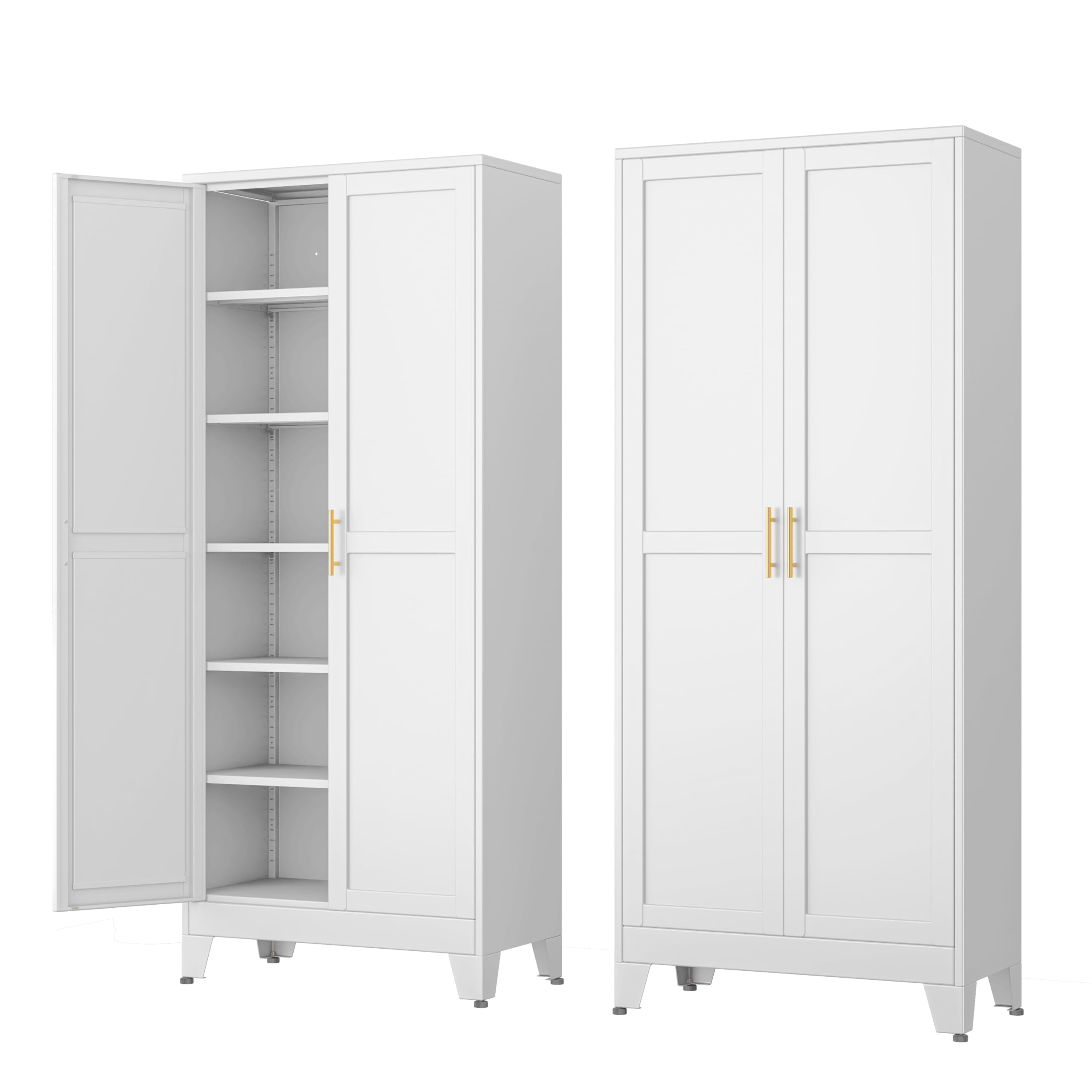 White Metal Storage Cabinet with Doors & Shelves - 74.8