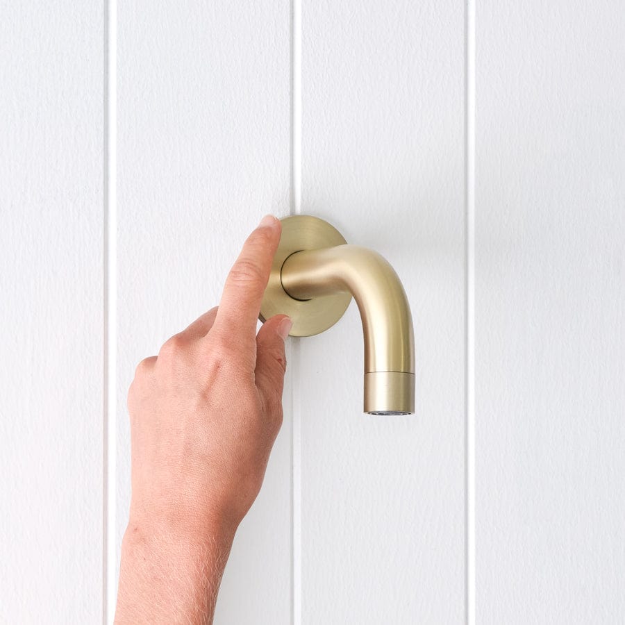 Sydney Short Wall Spout Warm Brushed Nickel - Modern Bathroom Faucet for Sink, Vanity & Powder Room - Perfect for Small Spaces & Water Conservation