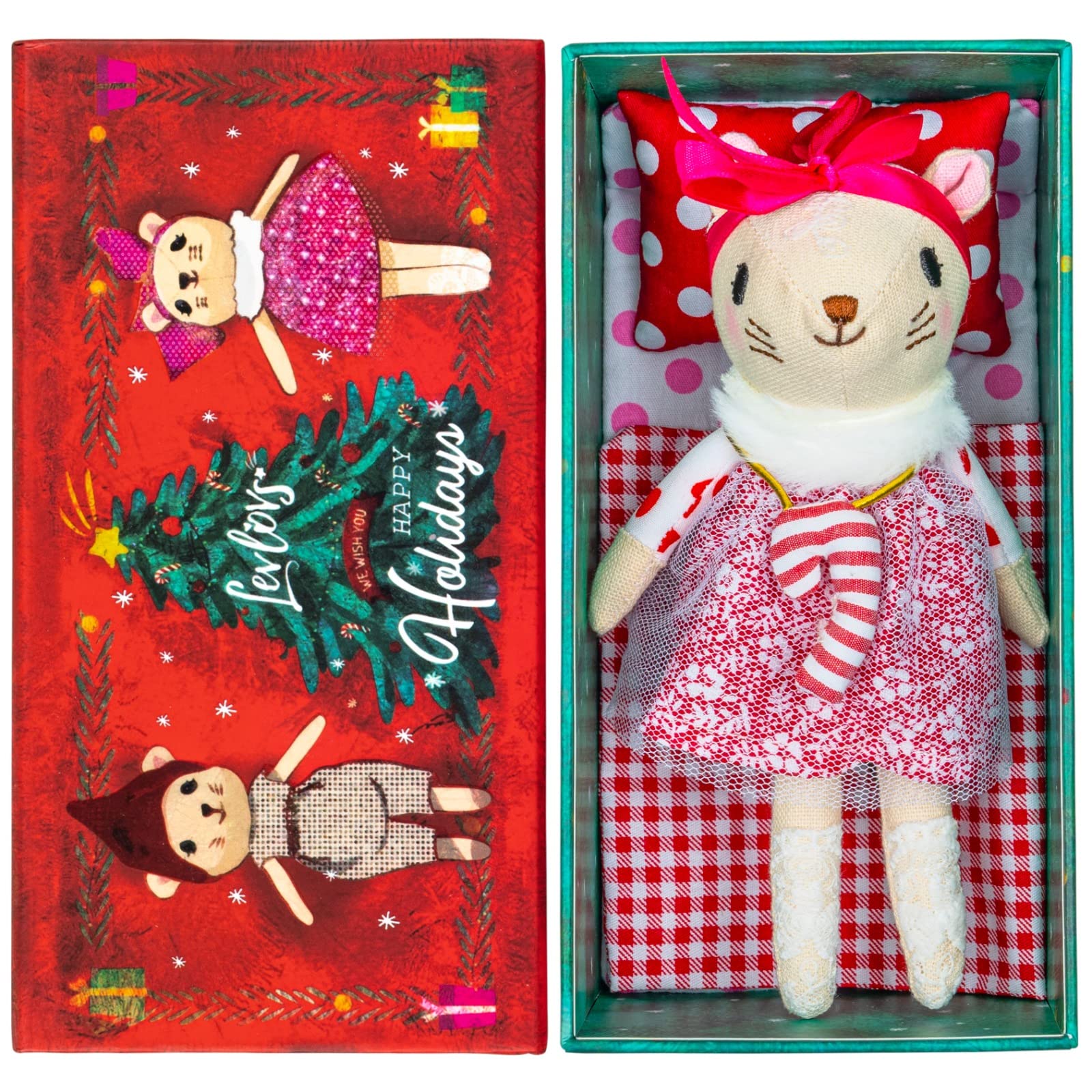 LEVLOVS Mouse in a Matchbox Toy - Cute Animal Doll Gift for Baby Registry, Christmas Present for Girls - Perfect for Playtime, Nursery Decor & Holiday Stocking Stuffers