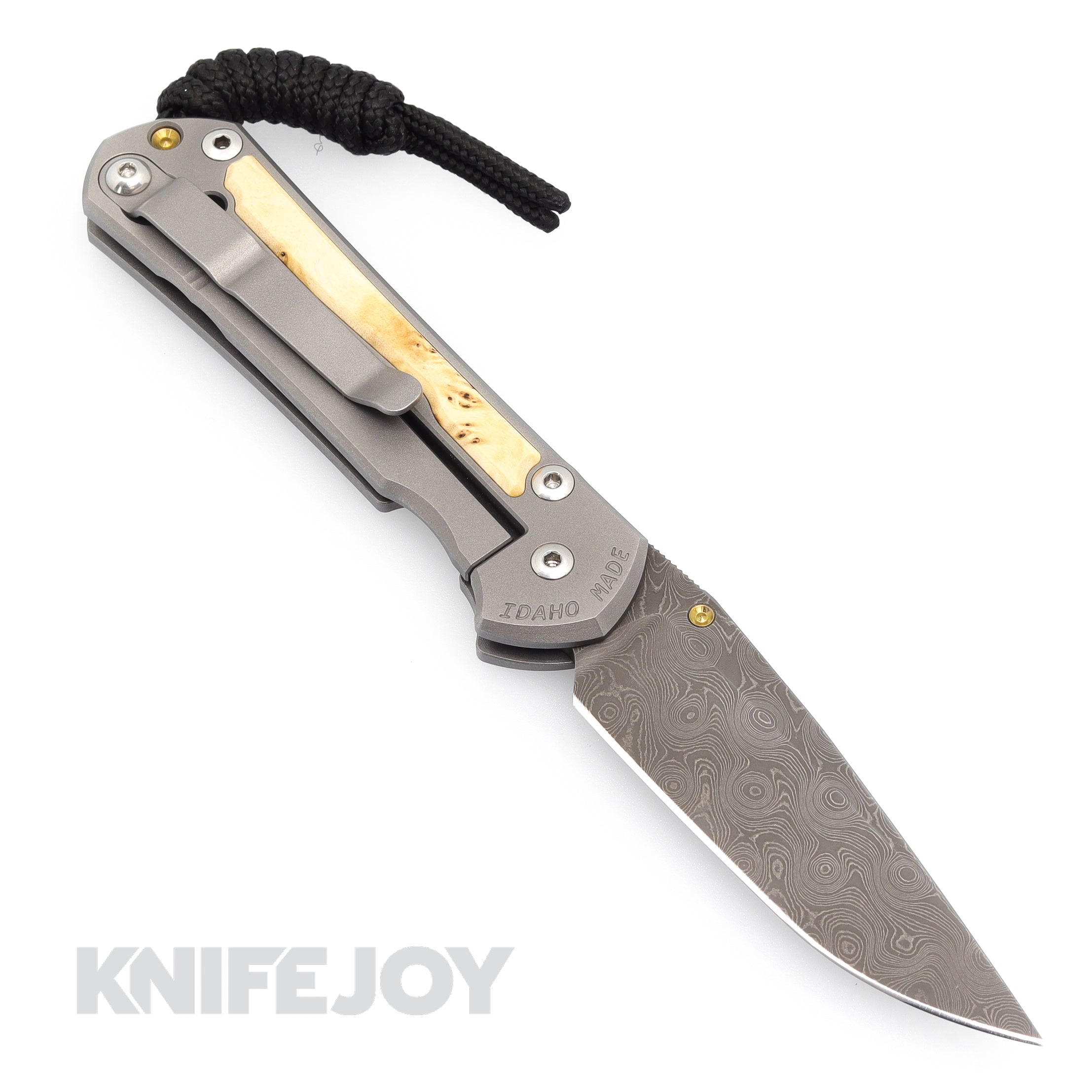 Chris Reeve Knives Small Sebenza 31 Folding Knife - Raindrop Damascus Steel Blade, Matte Finish, Box Elder Wood Inlay Handle | EDC, Outdoor, Camping & Collectible Knife